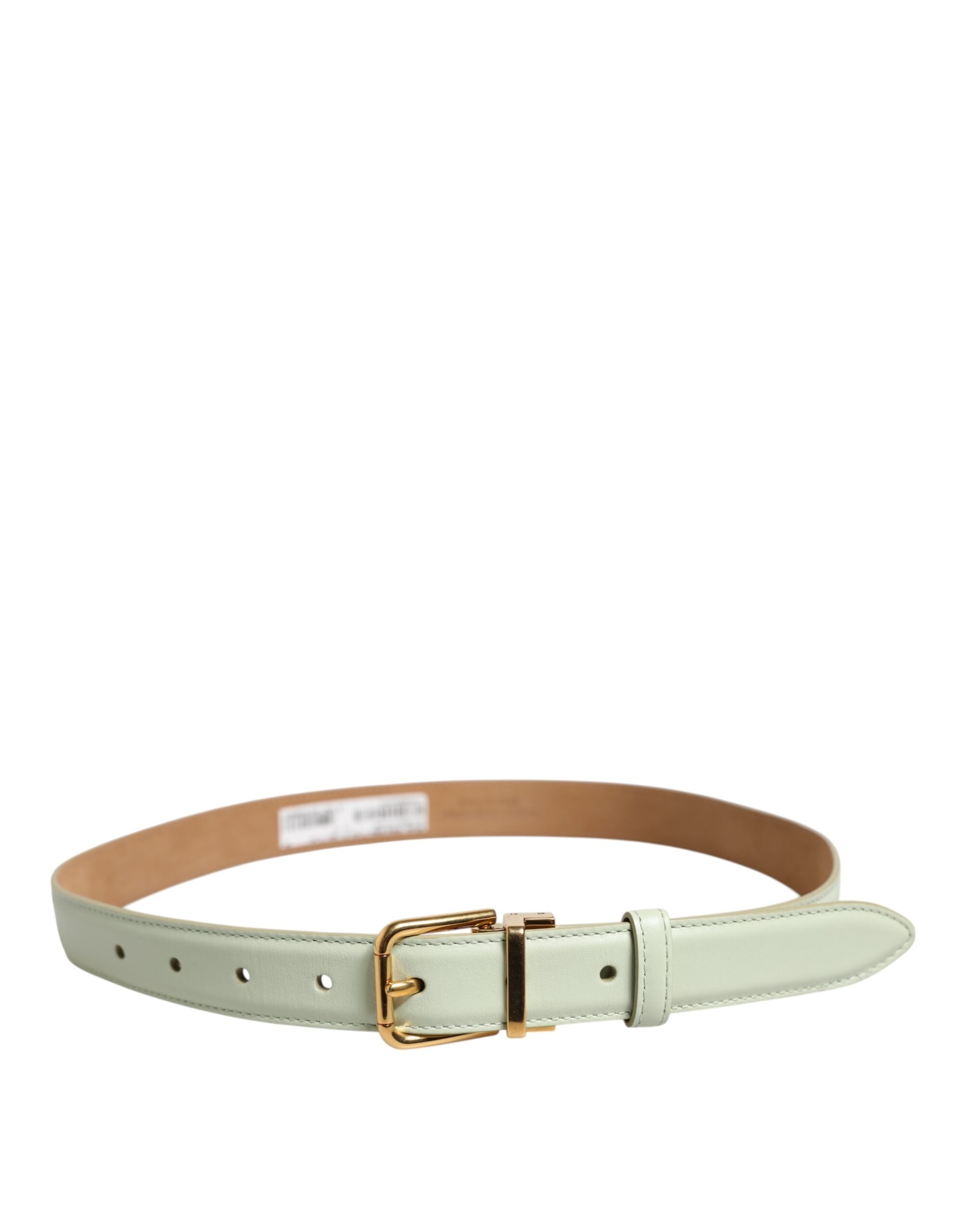 Dolce & Gabbana light green leather belt with gold metal buckle-3