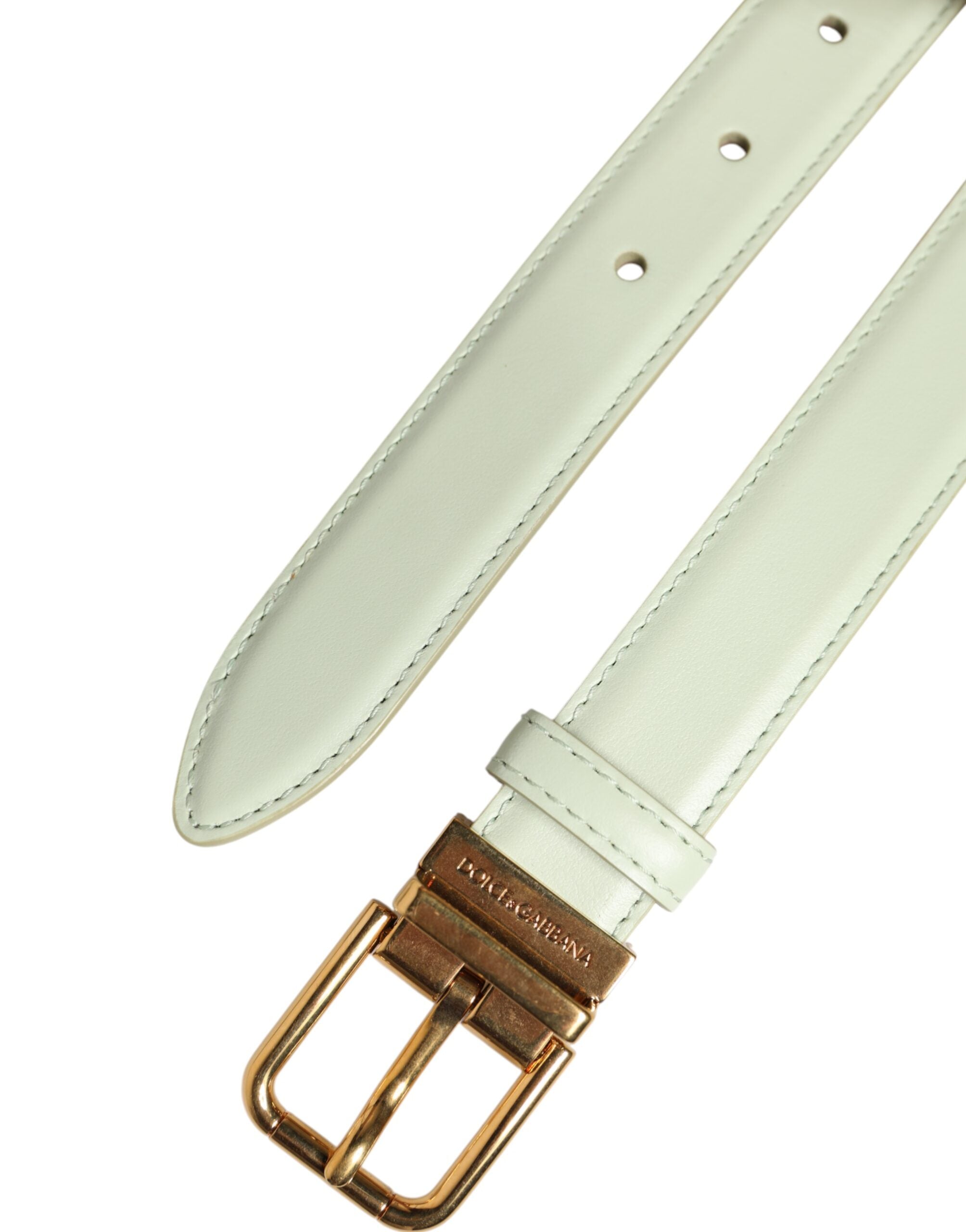 Dolce & Gabbana light green leather belt with gold metal buckle-5