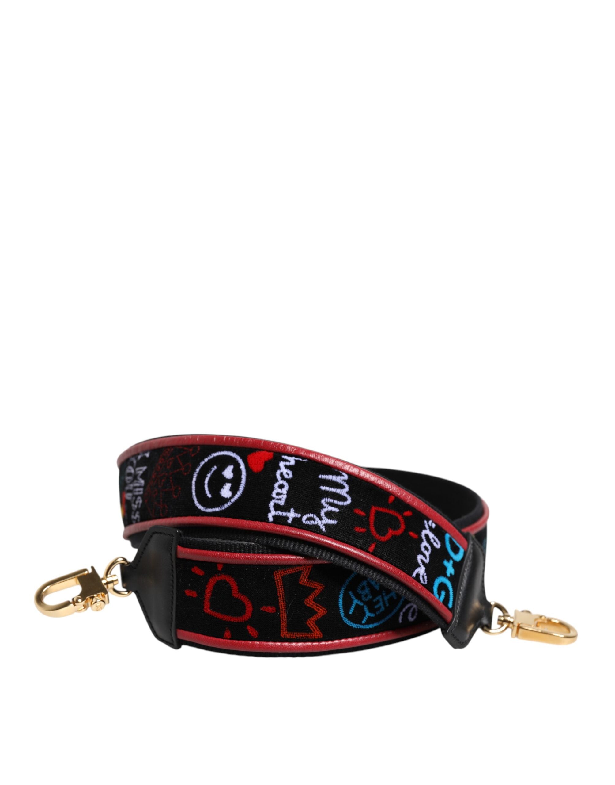 Correa de hombro para bolso de mujer con estampado de algodón negro de Dolce & Gabbana-1