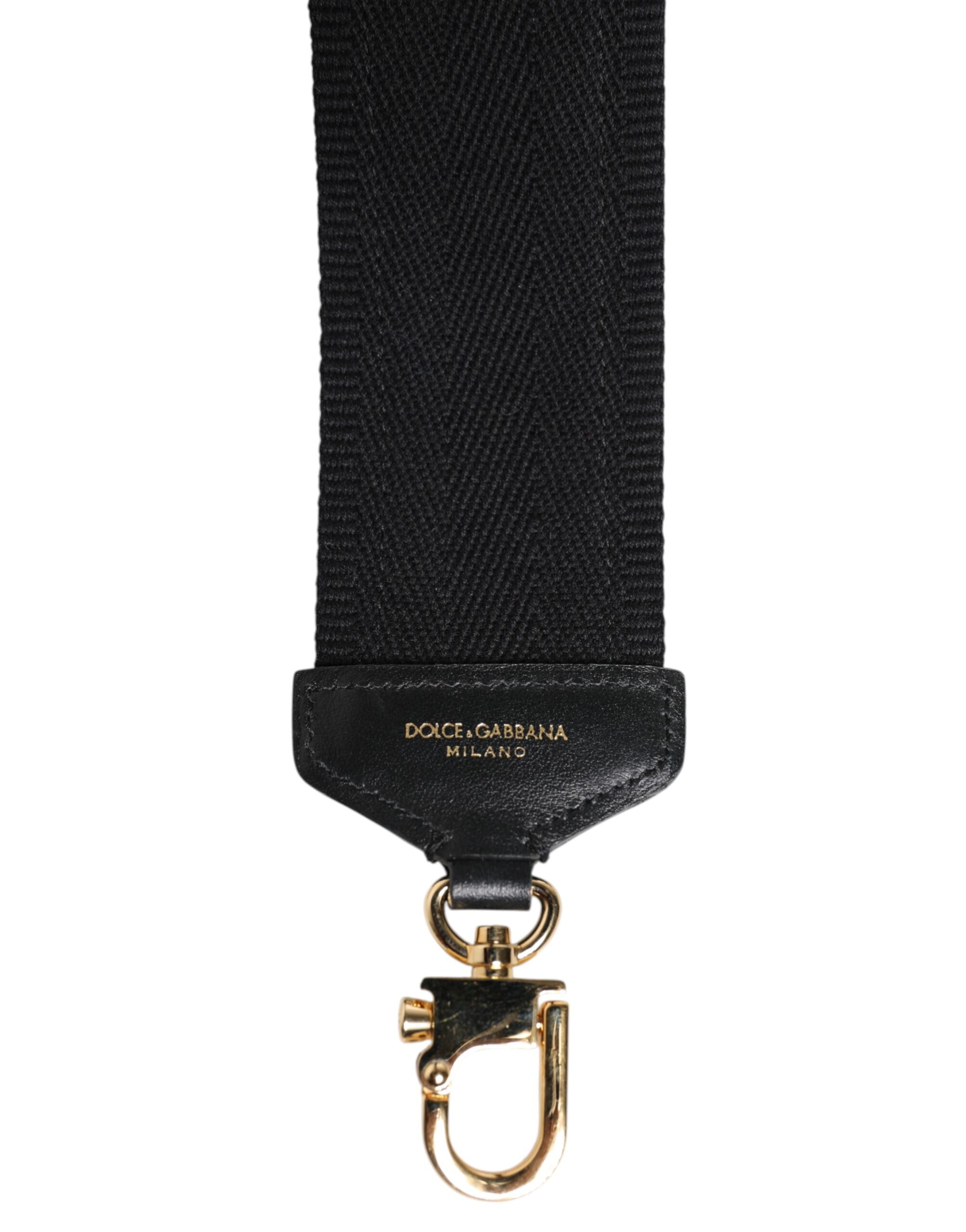 Correa de hombro para bolso de mujer con estampado de algodón negro de Dolce & Gabbana-5