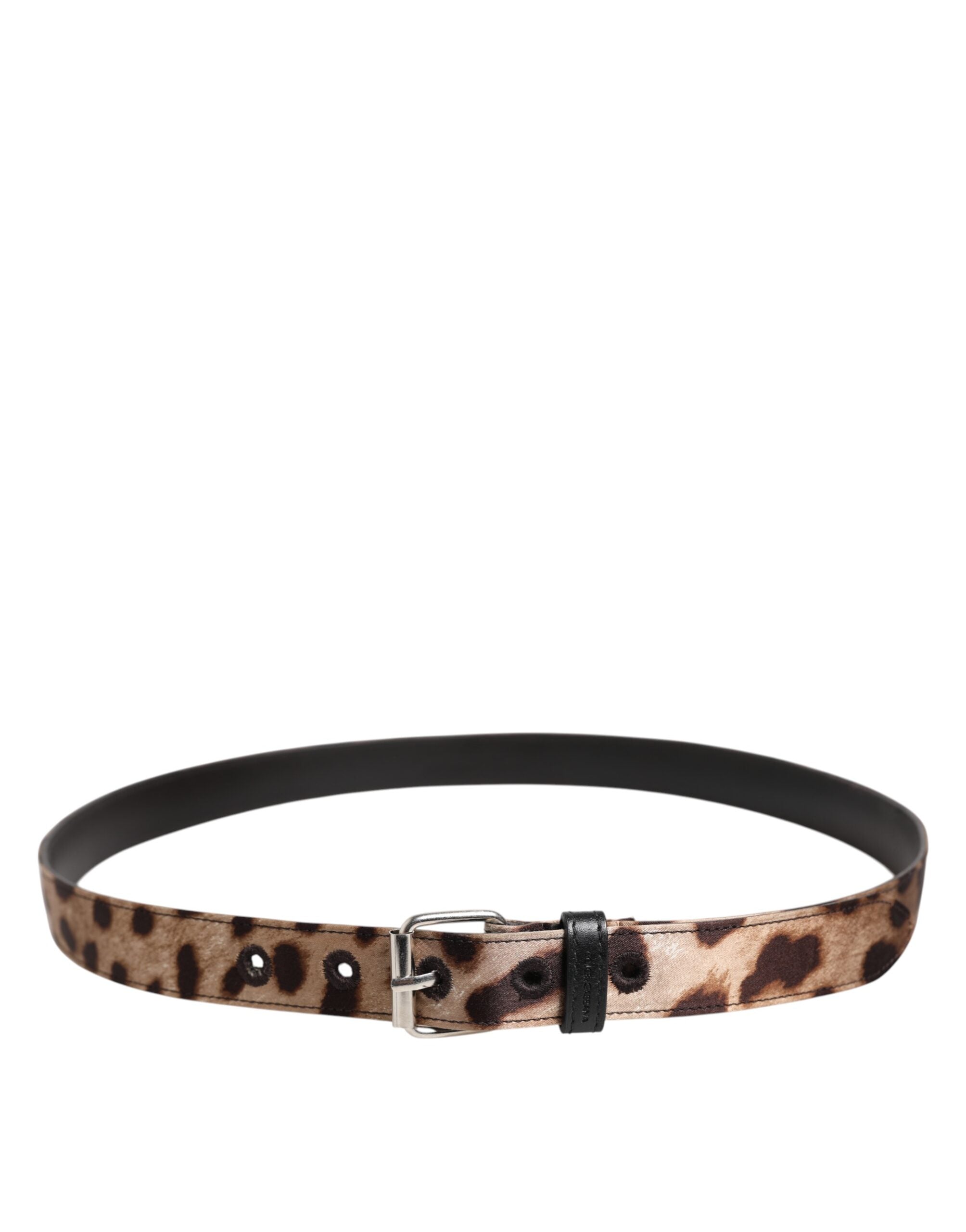 Dolce & Gabbana brown leopard print belt with silver metal buckle-3