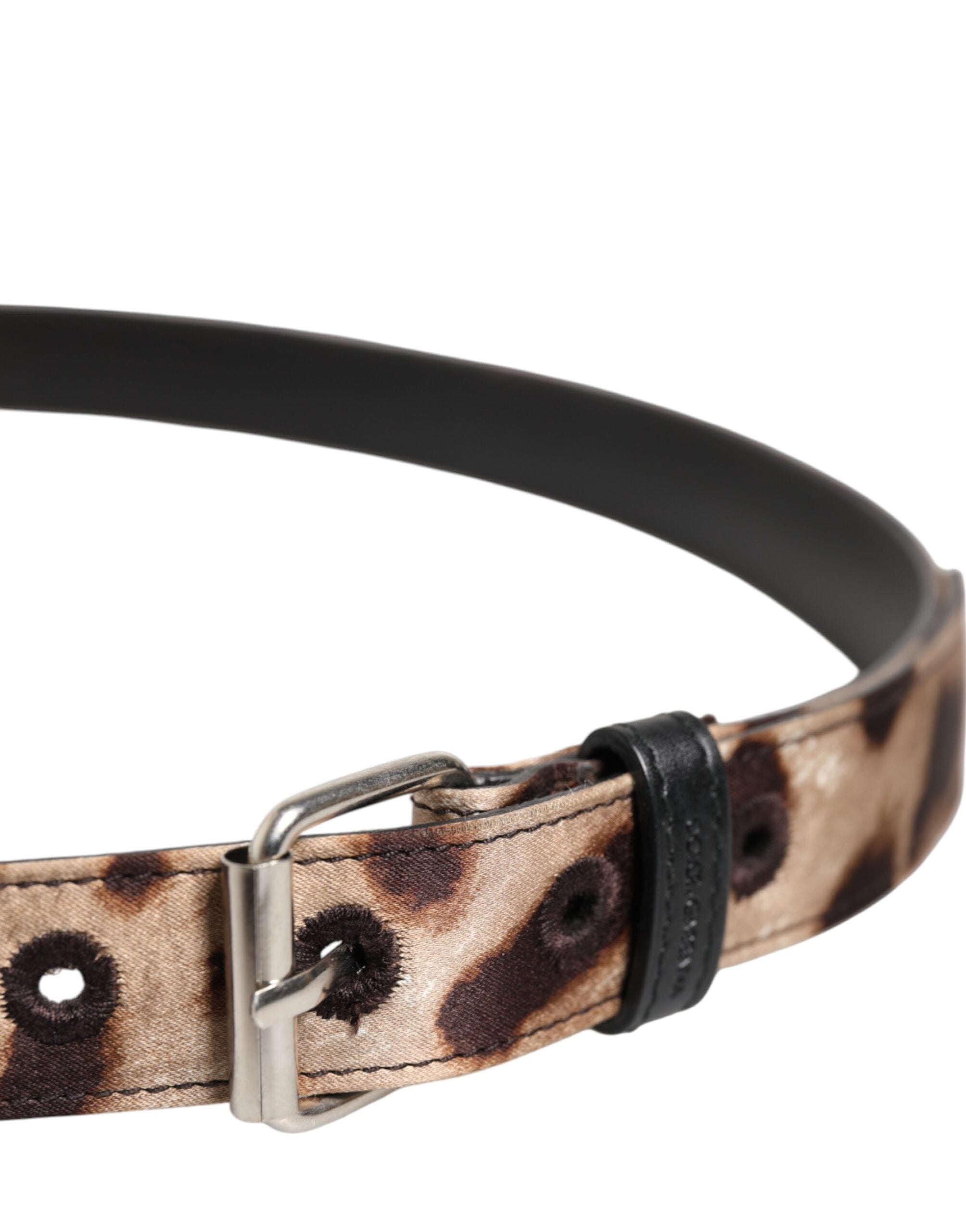 Dolce & Gabbana brown leopard print belt with silver metal buckle-4