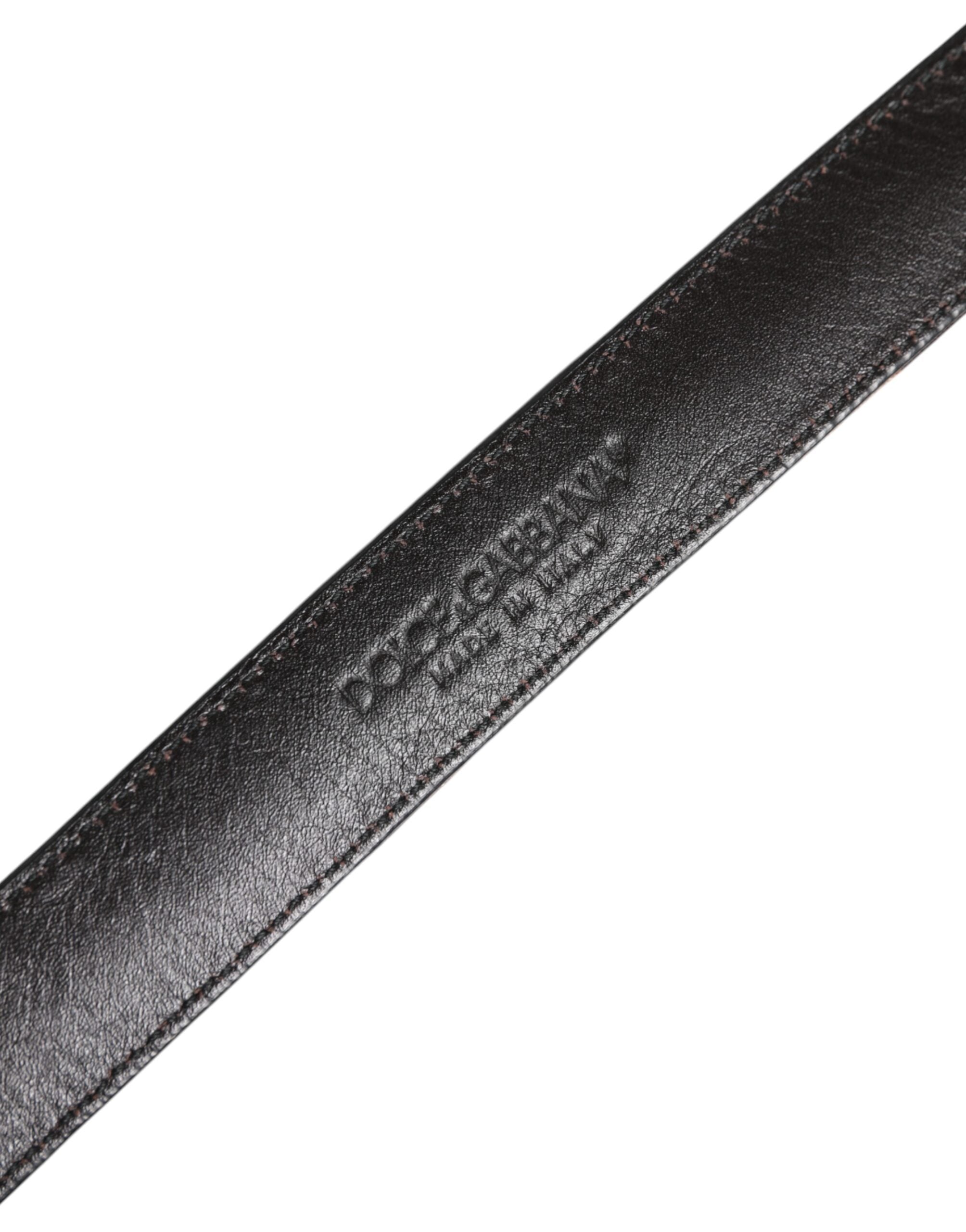 Dolce & Gabbana brown leopard print belt with silver metal buckle-5