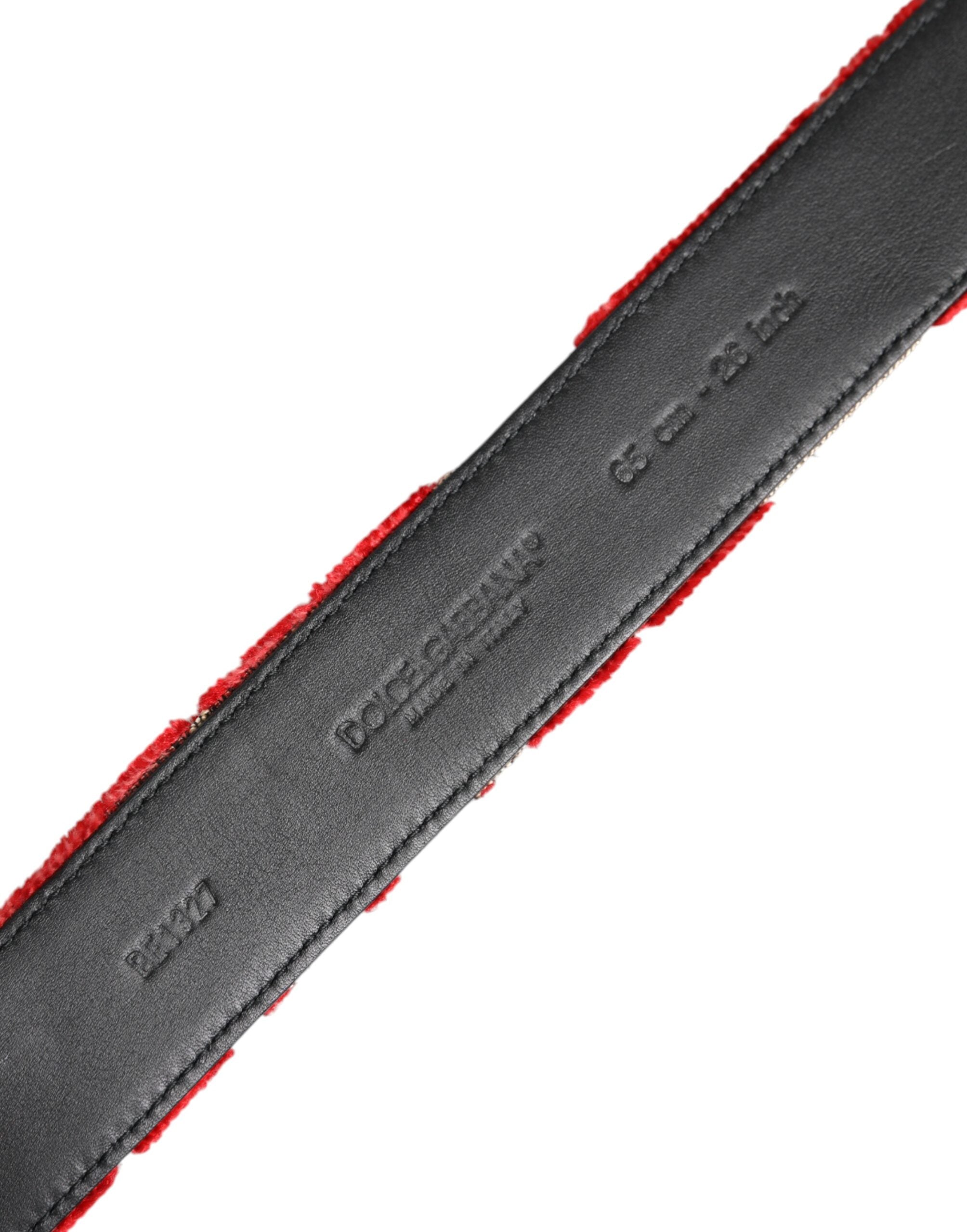 Dolce & Gabbana red viscose belt with silver DG logo metal buckle-5