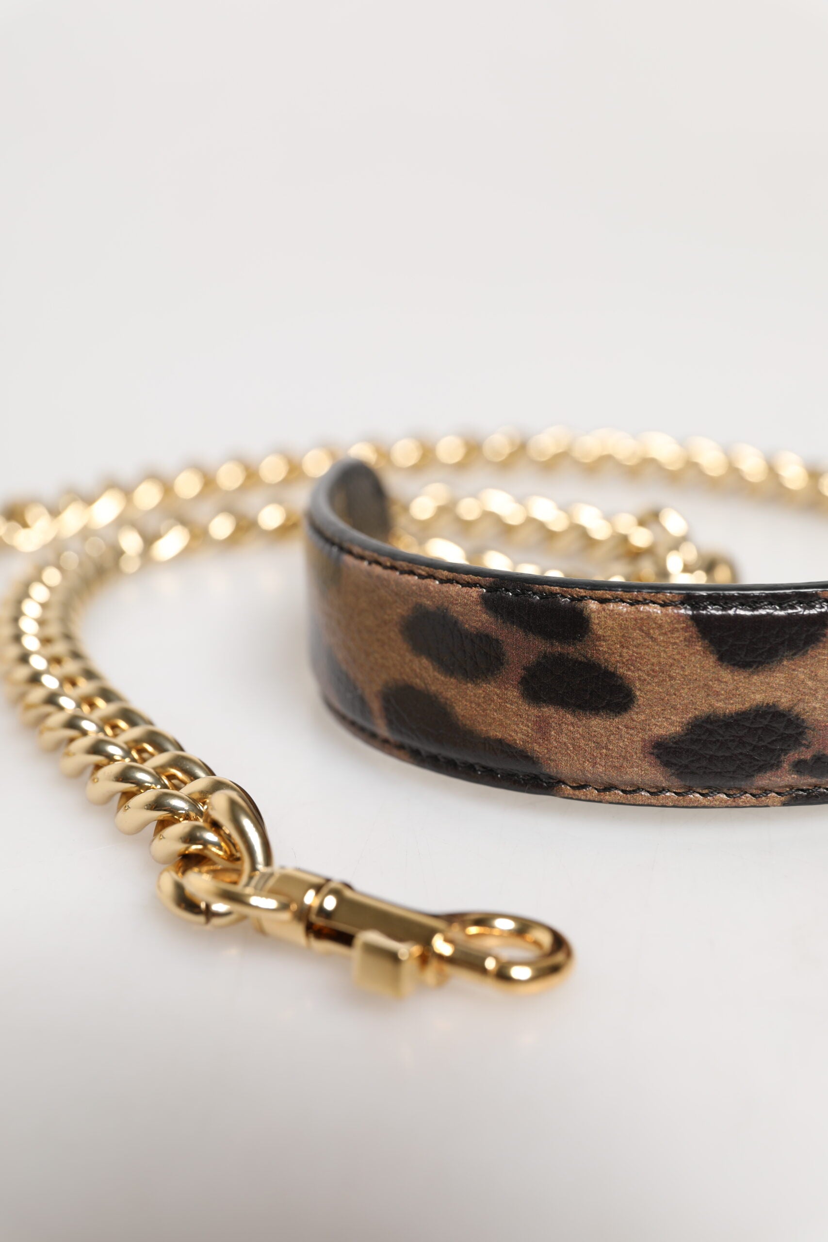 Dolce & Gabbana Brown Leopard Gold Brass Chain Accessory Shoulder Strap-6