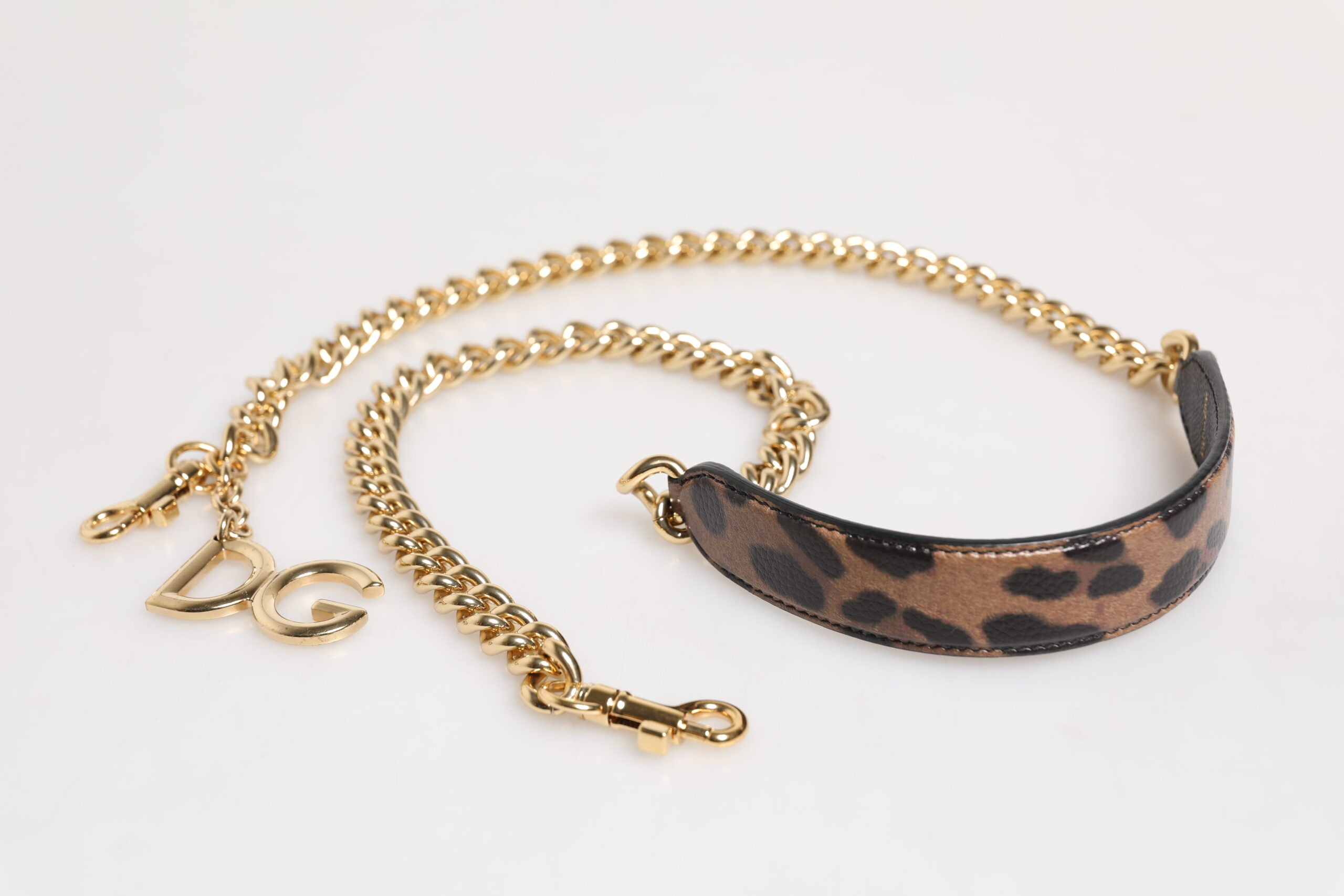 Dolce & Gabbana Brown Leopard Gold Brass Chain Accessory Shoulder Strap-5
