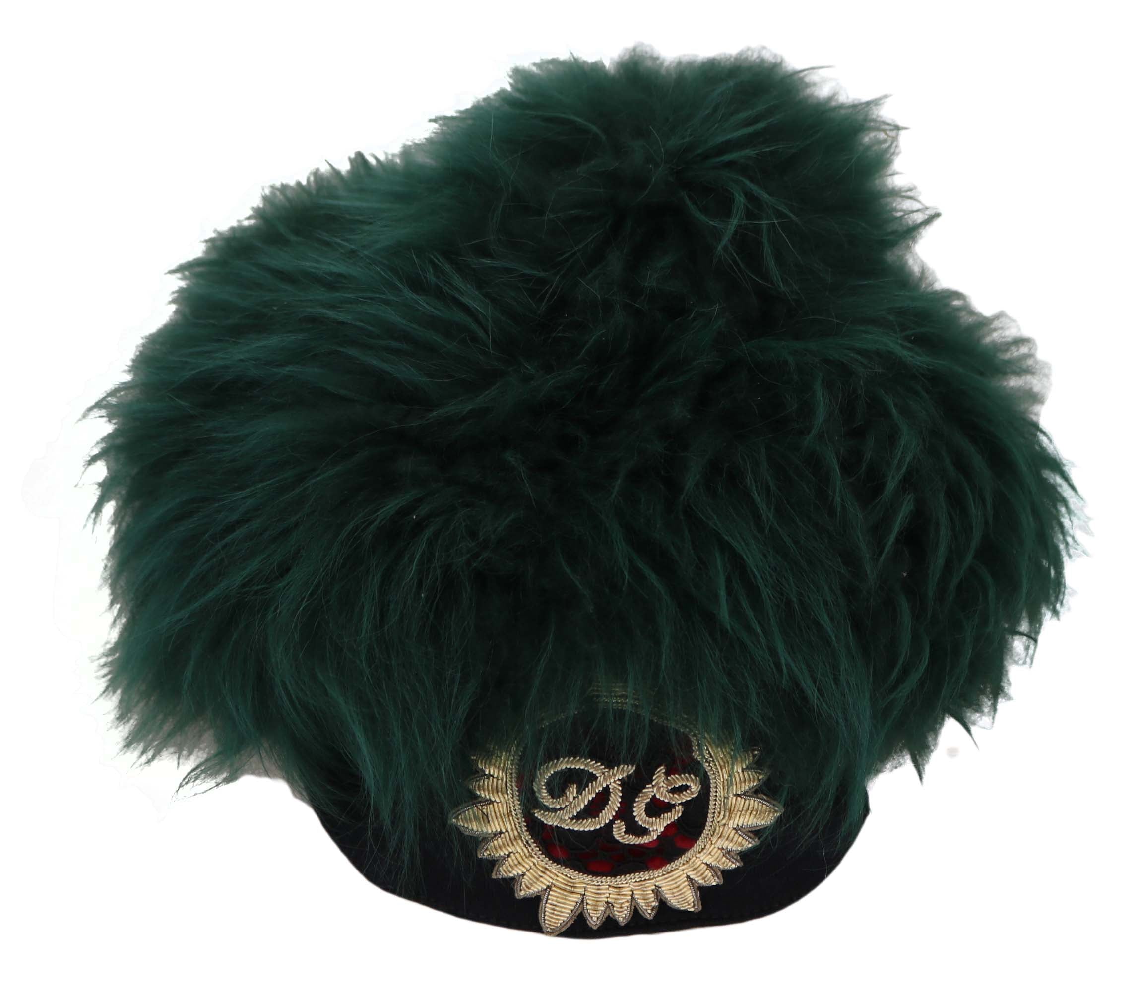 Dolce & Gabbana Green Fur DG Logo Embroidered Cloche Hat-2