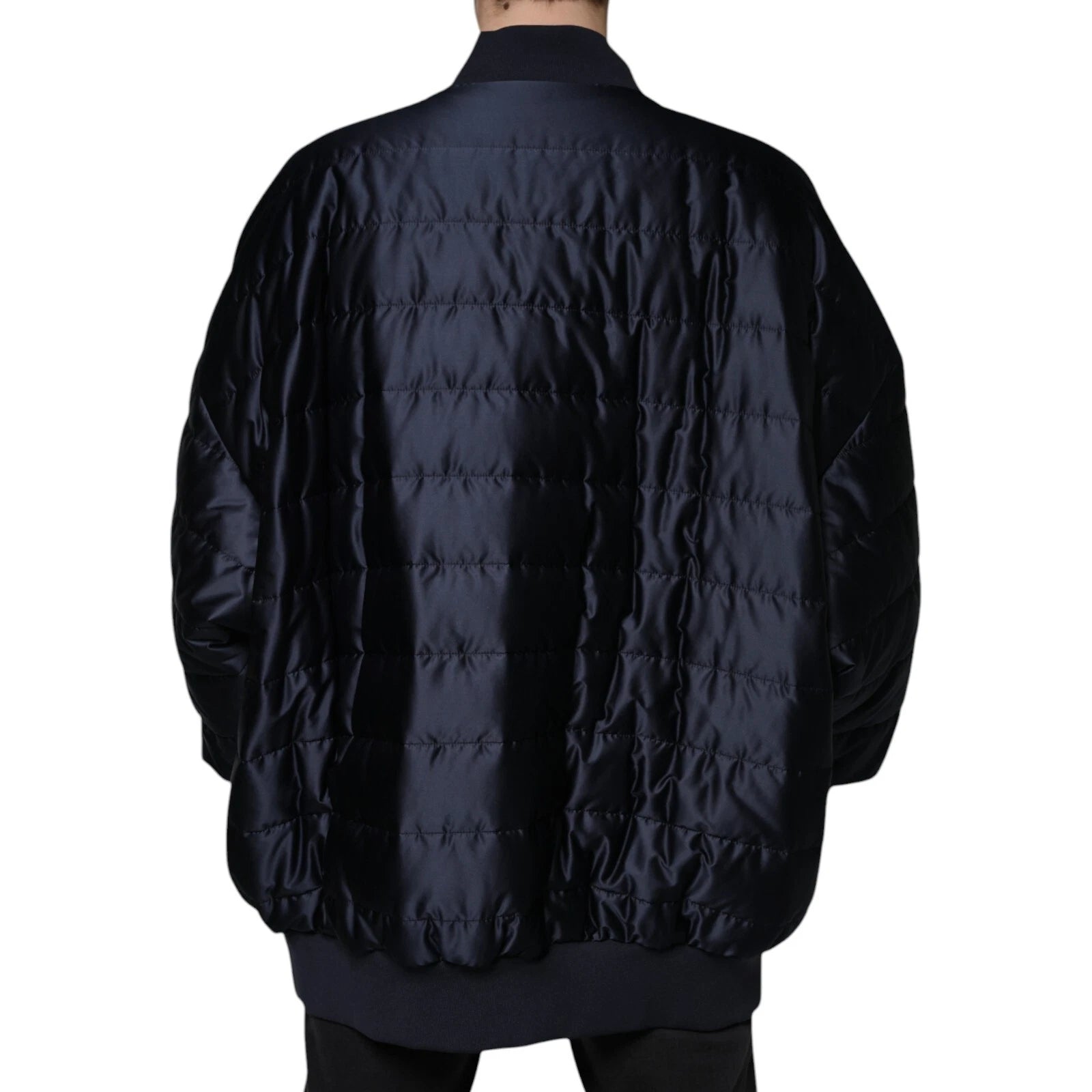 Chaqueta bomber acolchada azul oscuro con cremallera completa de Dolce & Gabbana-4