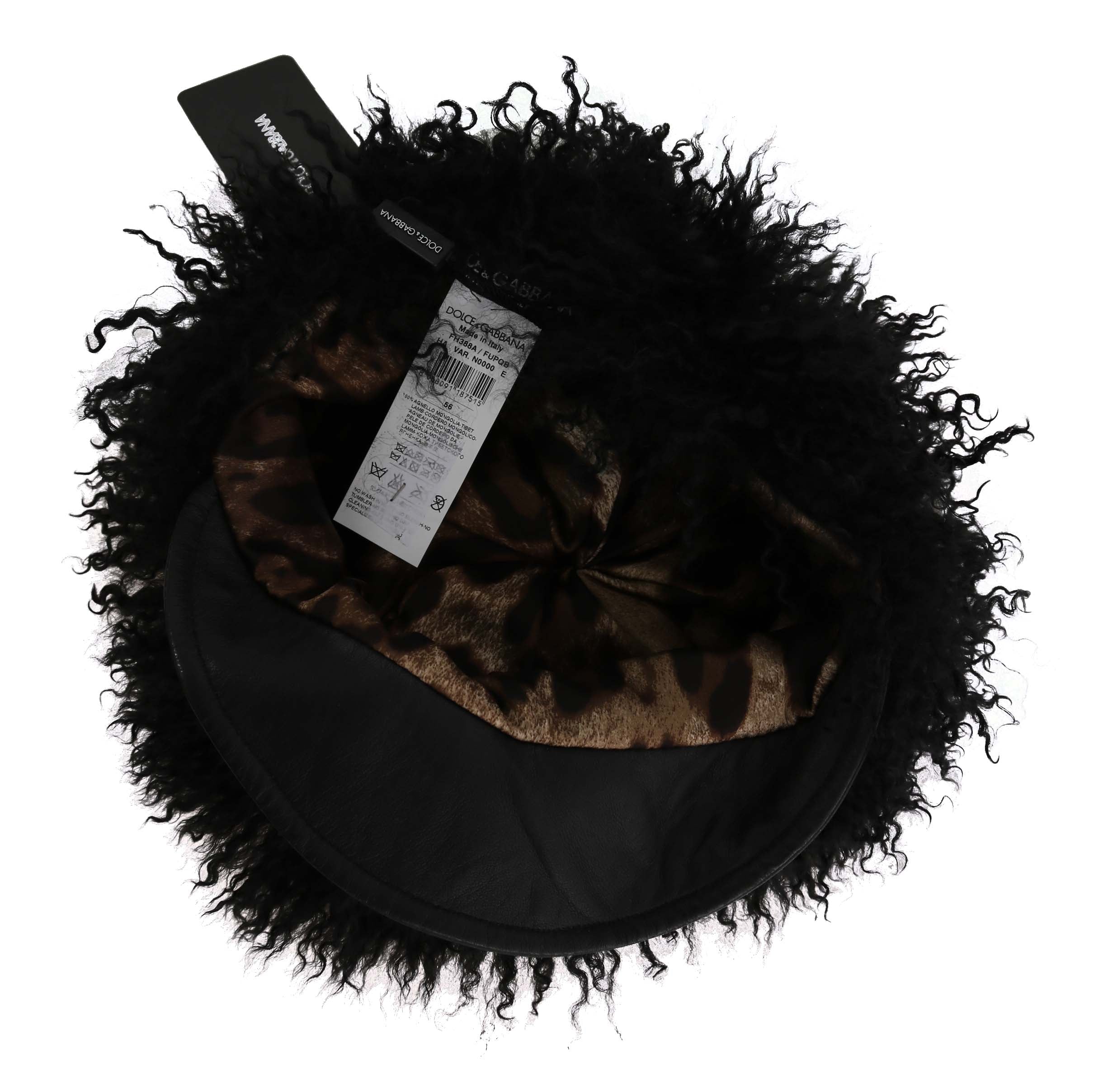 Sombrero Gatsby de piel de cordero tibetana negra de Dolce & Gabbana-3