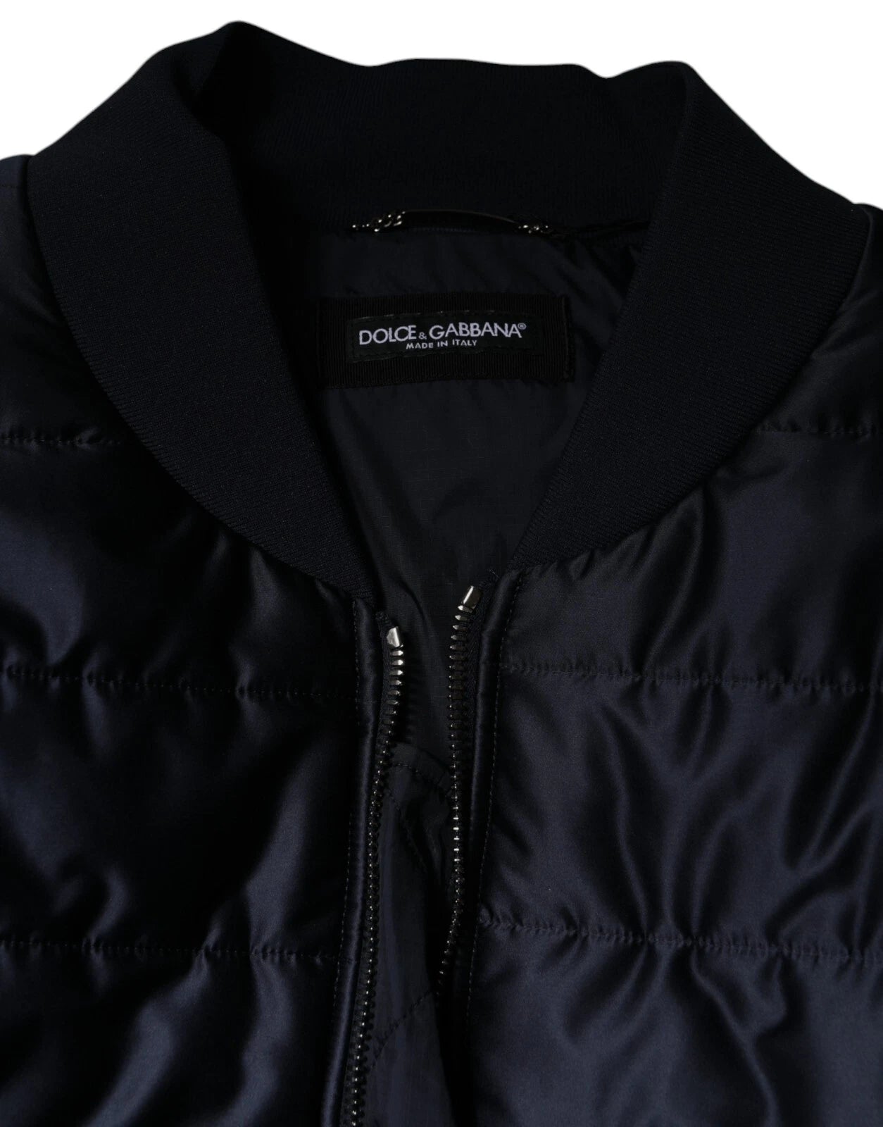 Chaqueta bomber acolchada azul oscuro con cremallera completa de Dolce & Gabbana-6