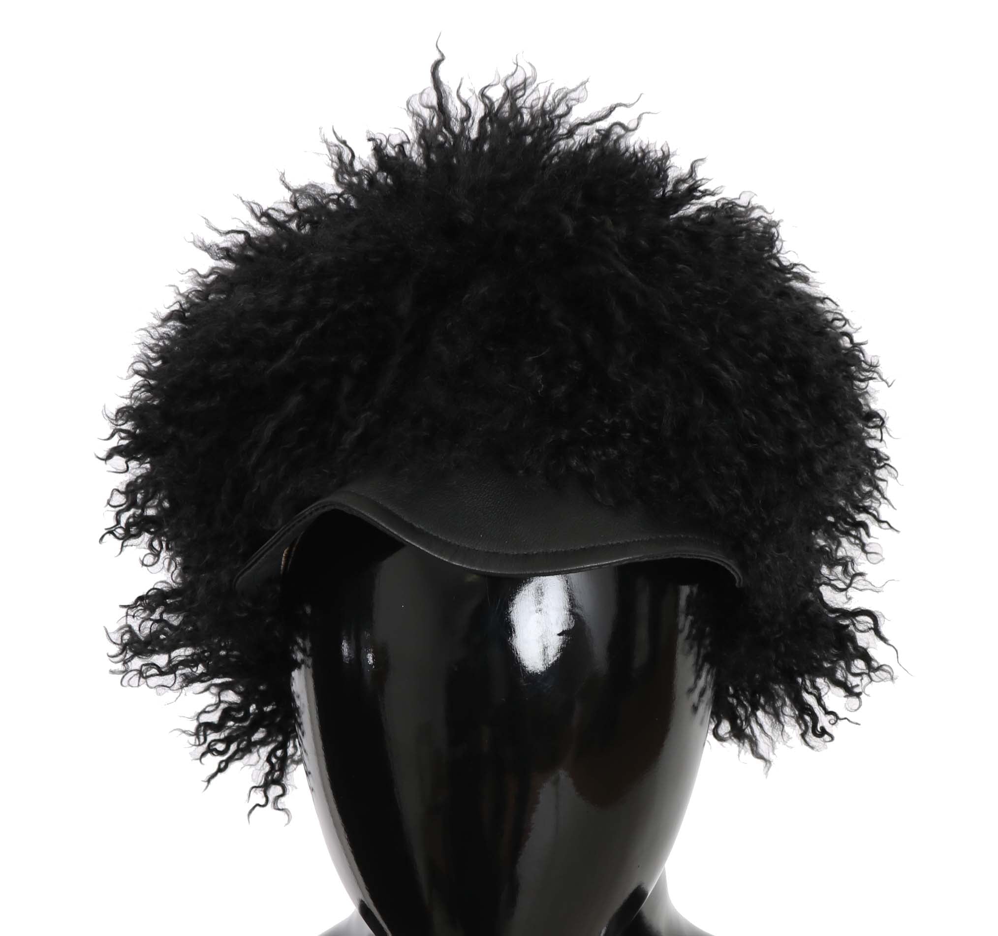 Dolce & Gabbana Black Tibetan Lambskin Leather Gatsby Hat