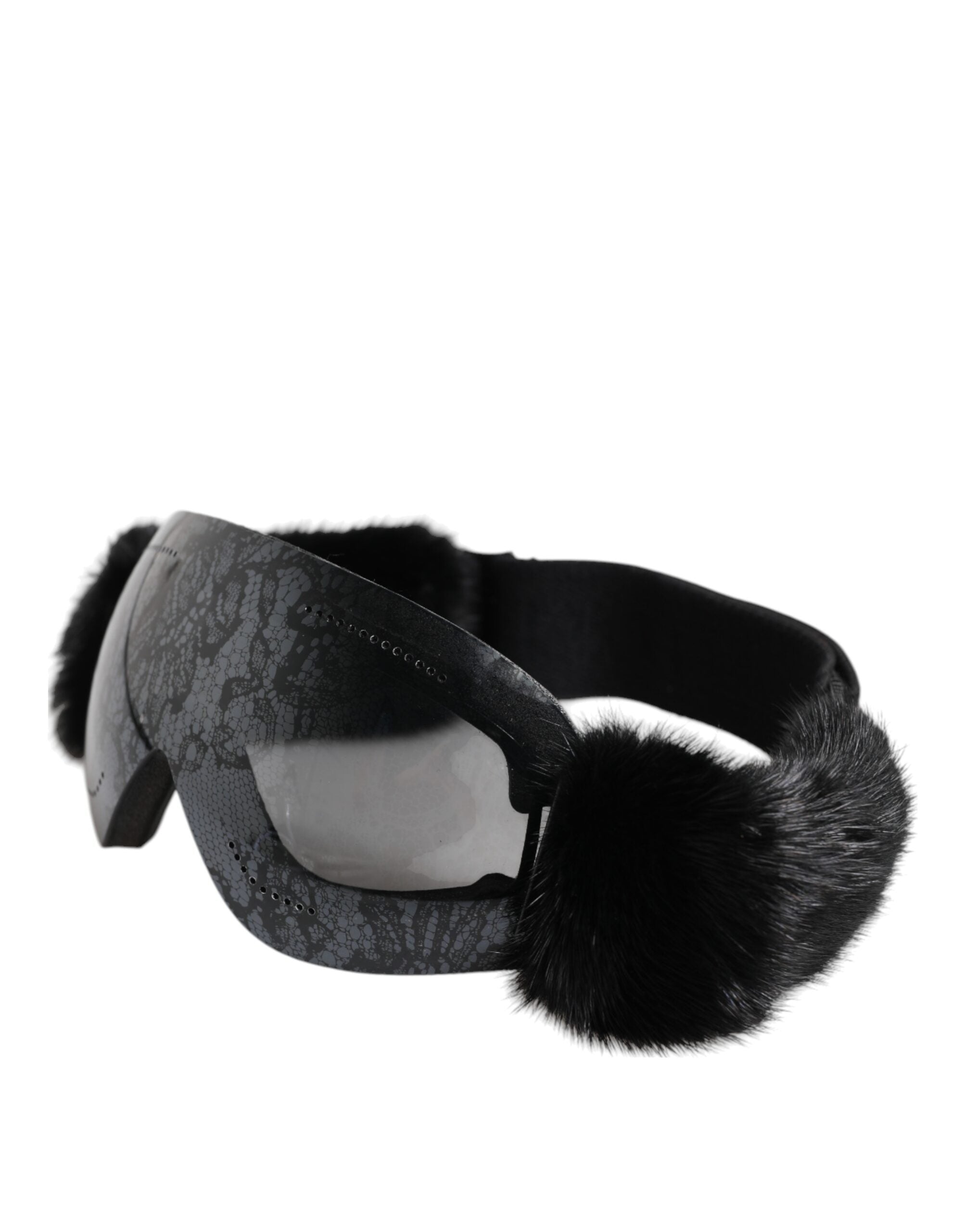 Dolce & Gabbana Black Bi0759 Lace Mirrored Ski Goggles Mask Sunglasses-3