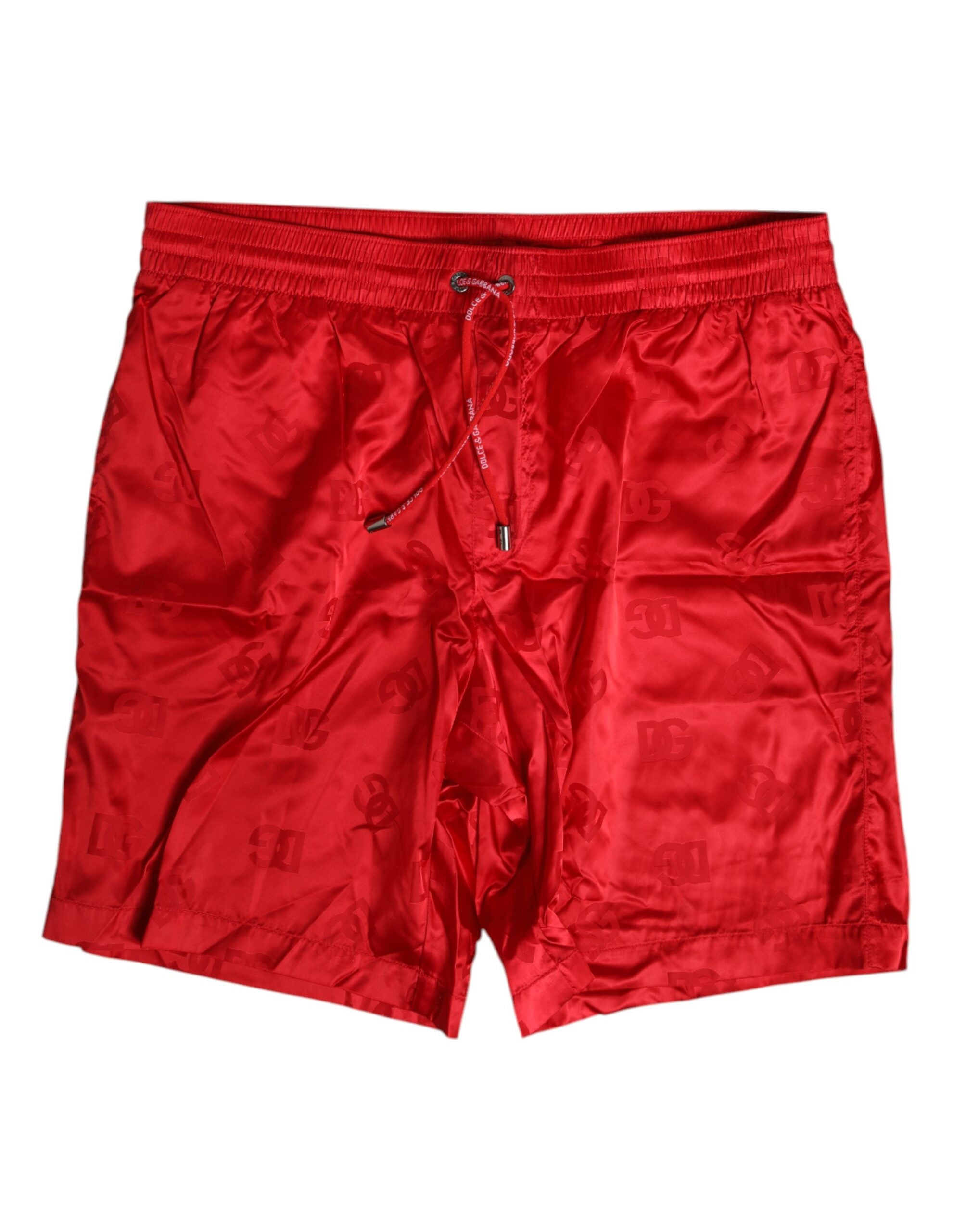 Pantalones cortos de playa con cordón de nailon rojo de Dolce & Gabbana-1