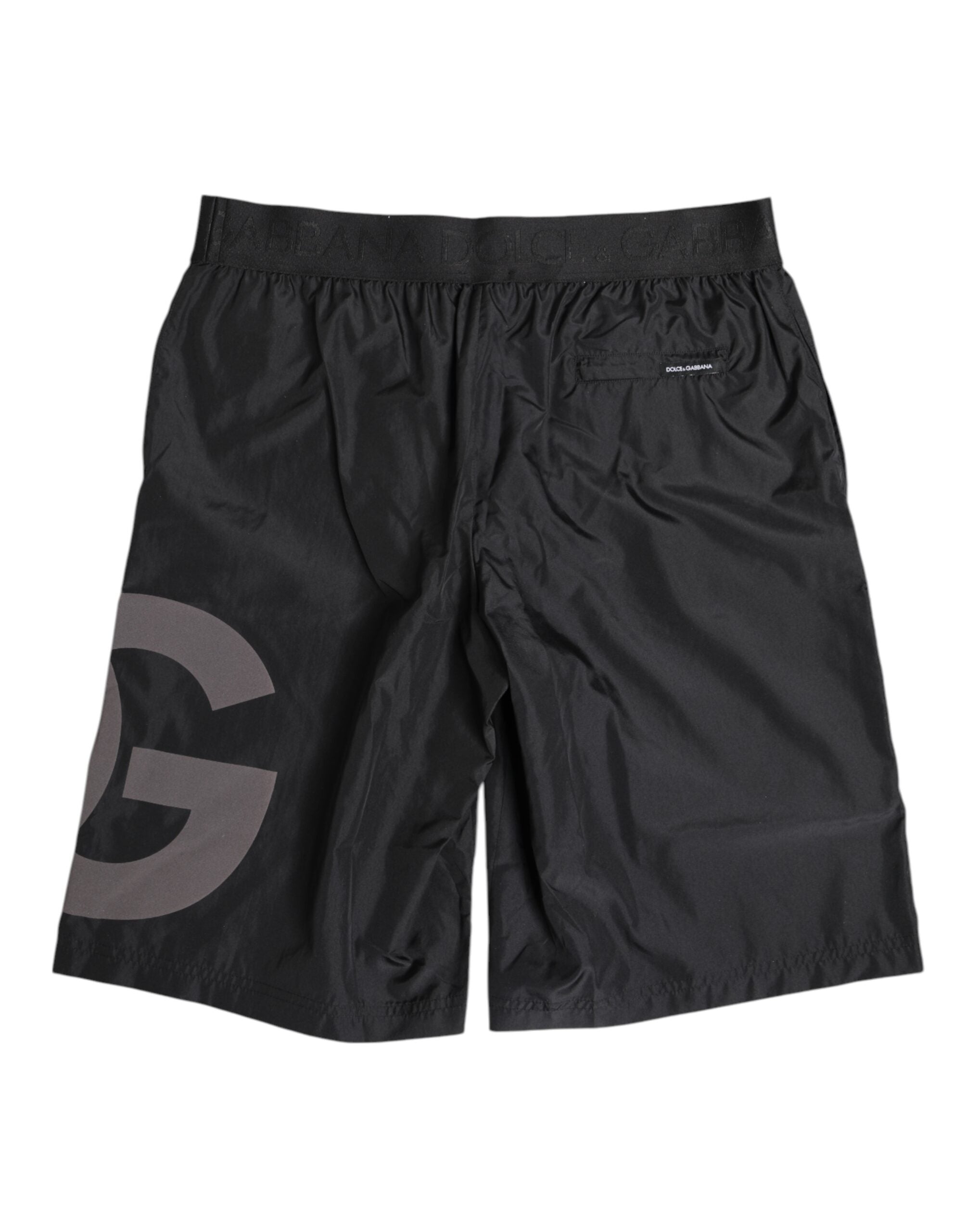 Dolce & Gabbana Schwarzer Logoprint Beachwear Männer Shorts Bademode-3