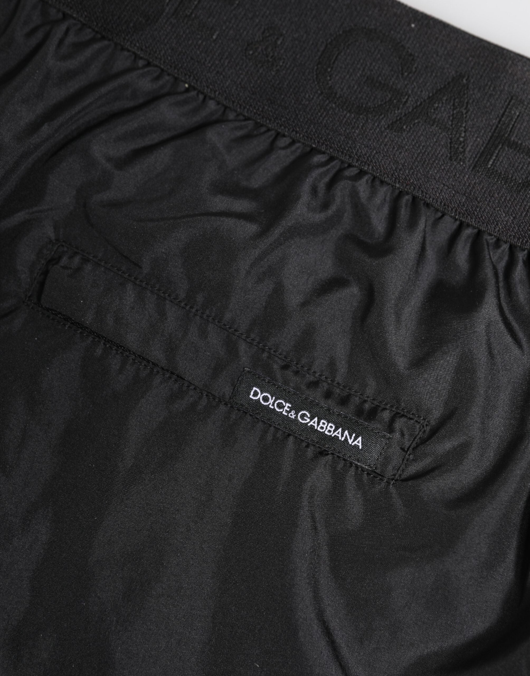 Dolce & Gabbana Schwarzer Logoprint Beachwear Männer Shorts Bademode-4
