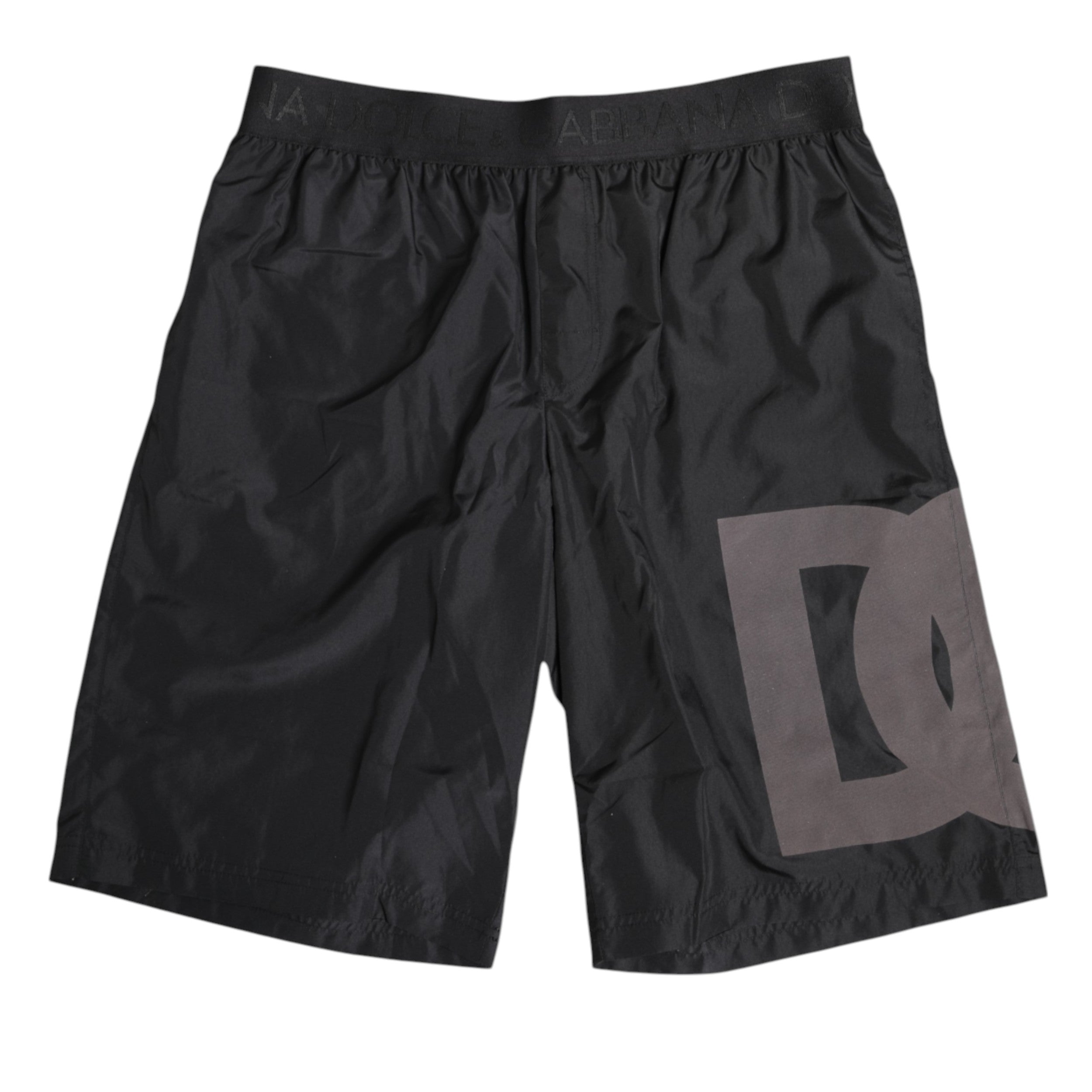 Dolce & Gabbana Schwarzer Logoprint Beachwear Männer Shorts Bademode-6