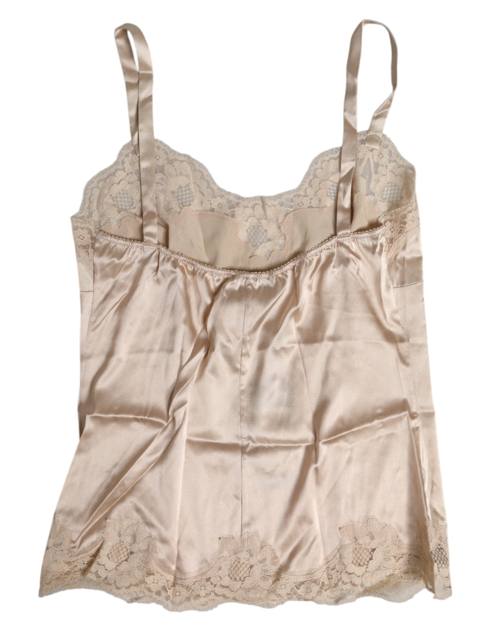 Dolce & Gabbana Beige Lace Silk Satin Tank Lingerie Underwear-4