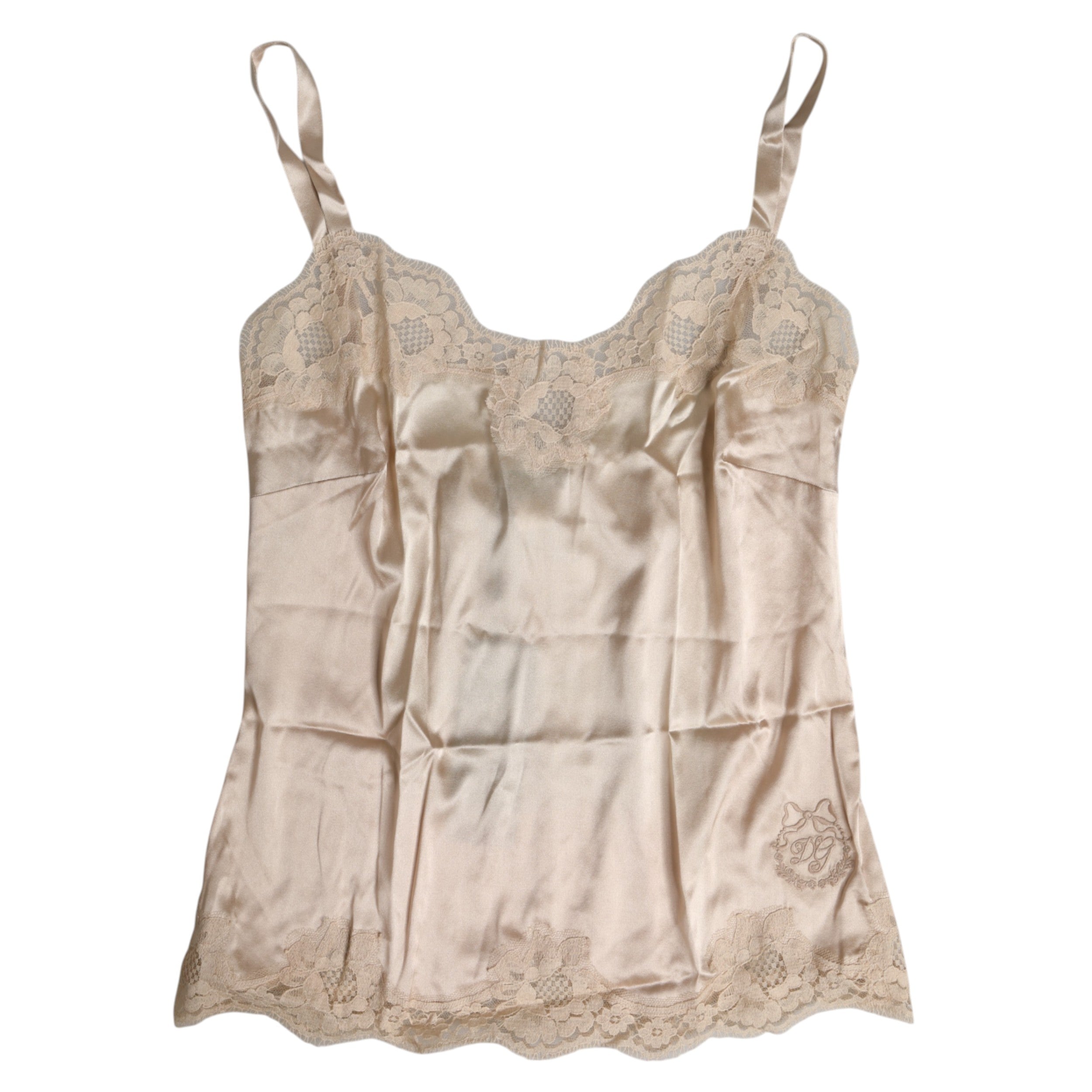 Dolce & Gabbana Beige Lace Silk Satin Tank Lingerie Underwear-5