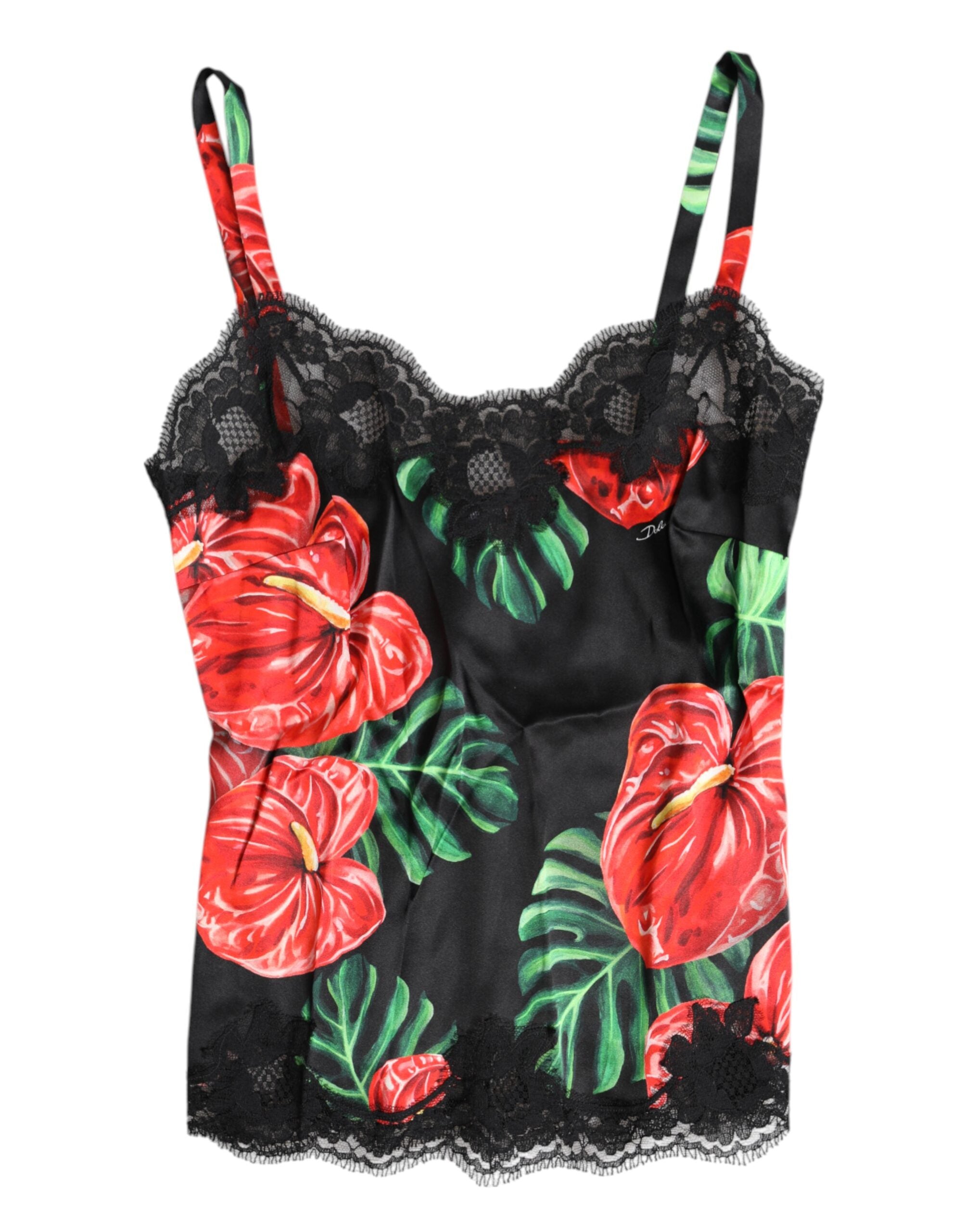 Dolce & Gabbana Multicolor Floral Silk Tank Lingerie Unterwäsche-1