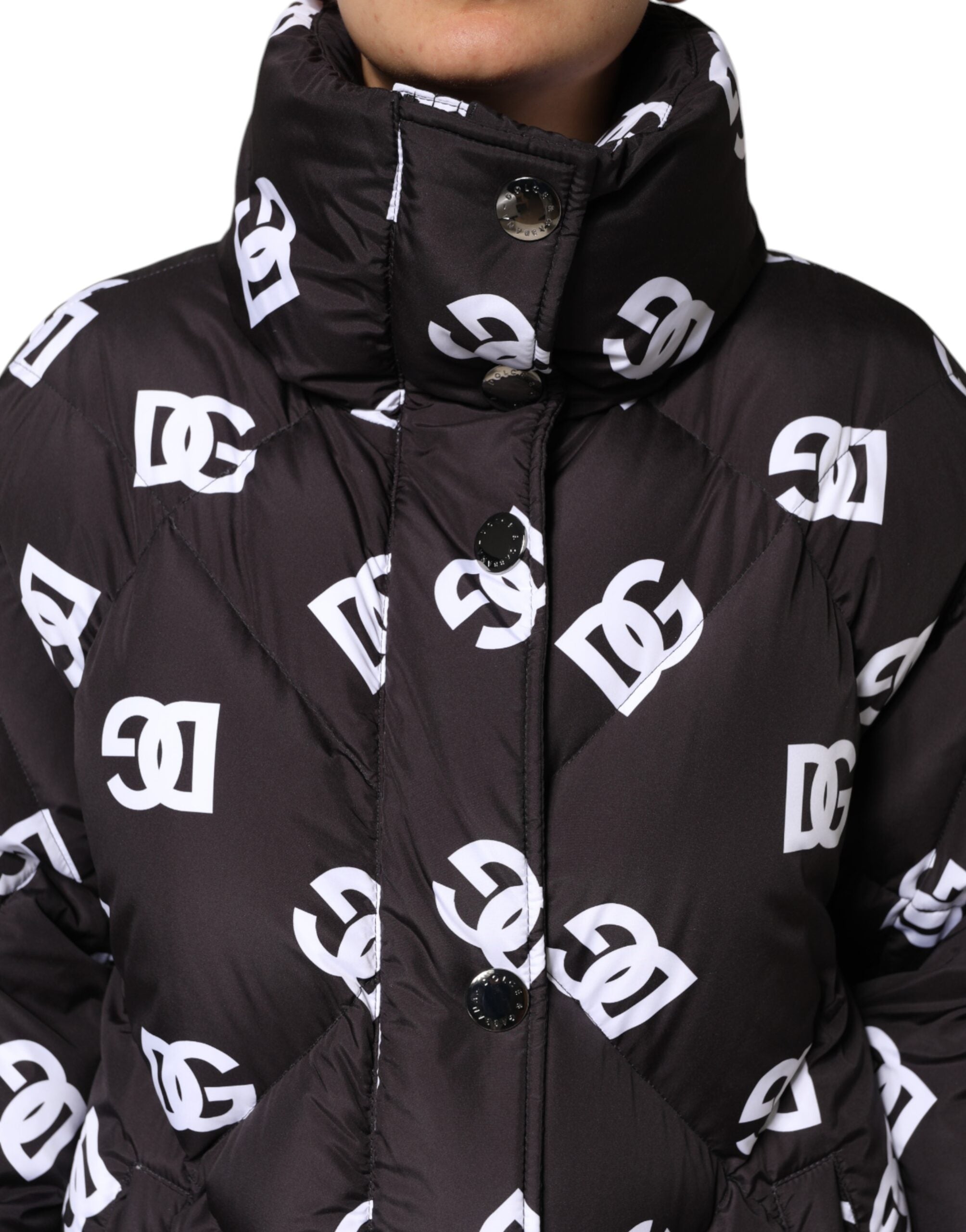 Dolce & Gabbana Black DG Mania Puffer Quilted Long Coat Jacket-5