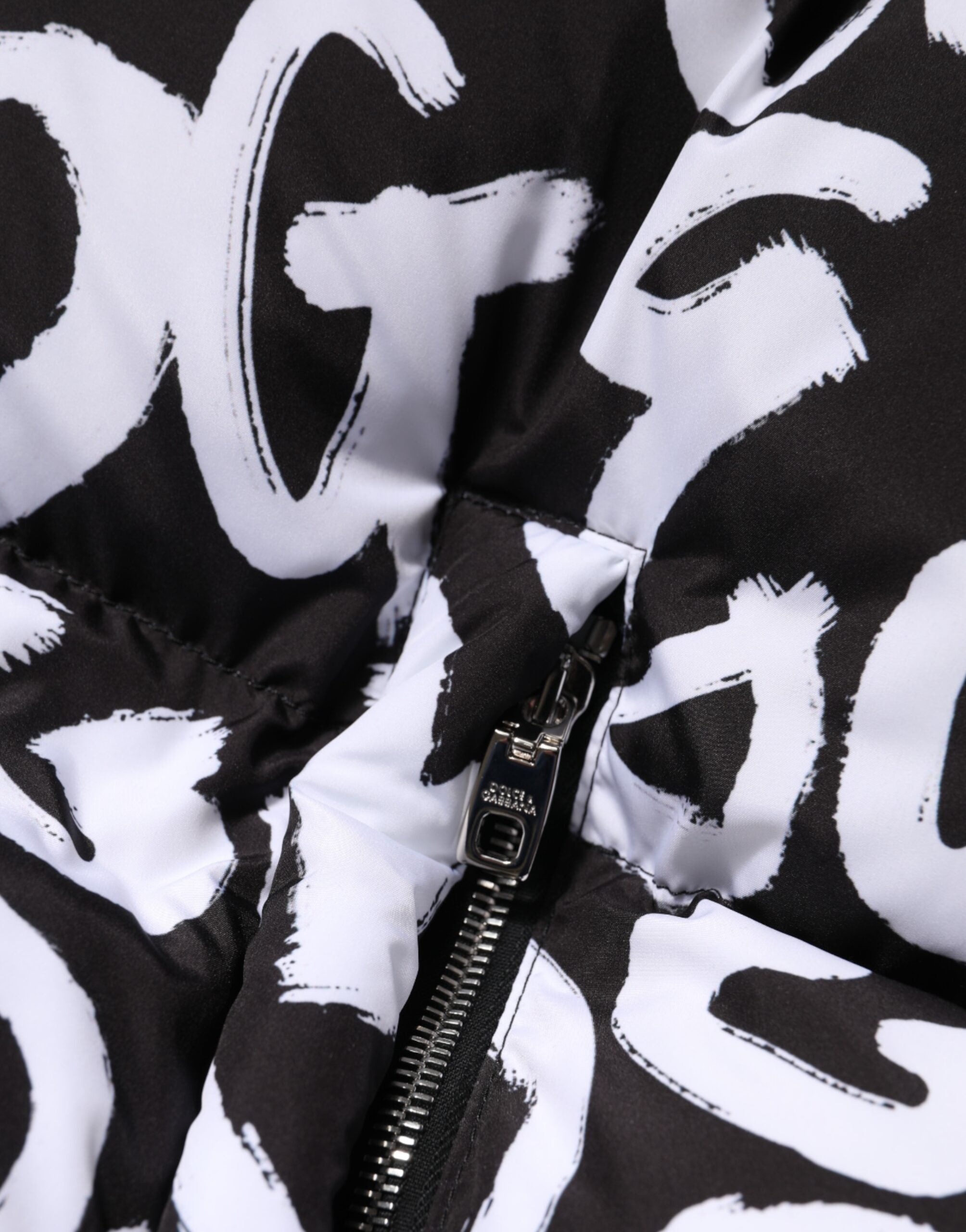 Dolce & Gabbana Black and White DG Mania Long Hooded Coat Jacket-8