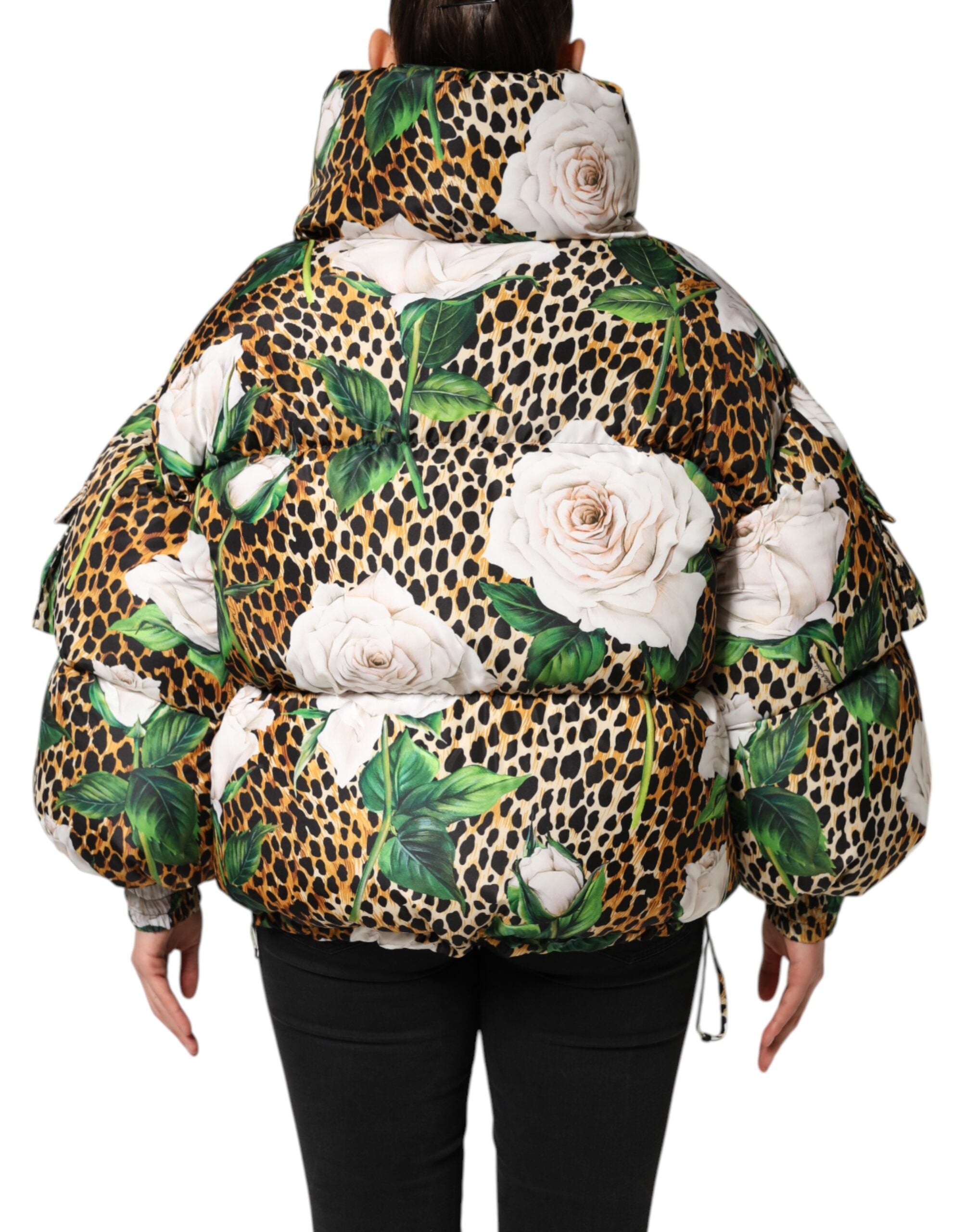 Dolce & Gabbana Multicolor Leopard Rose Puffer Quilted Jacket-4
