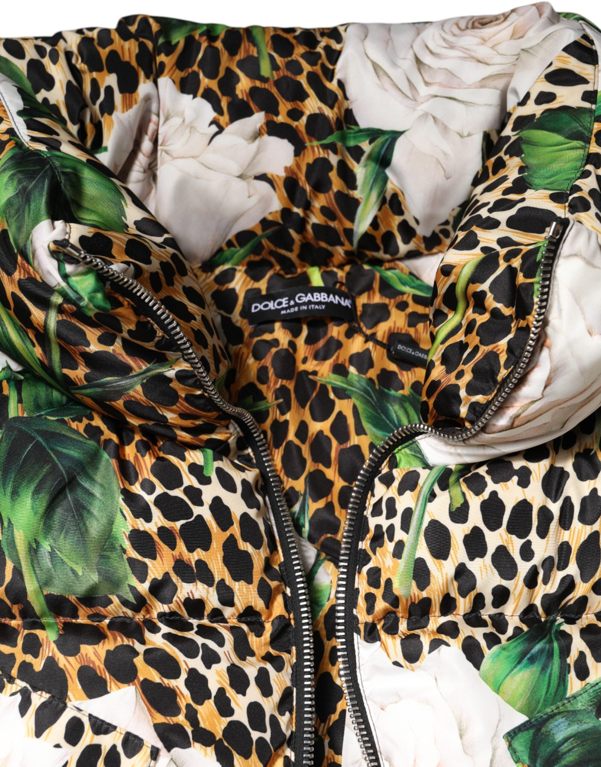 Dolce & Gabbana Multicolor Leopard Rose Puffer Quilted Jacket-7