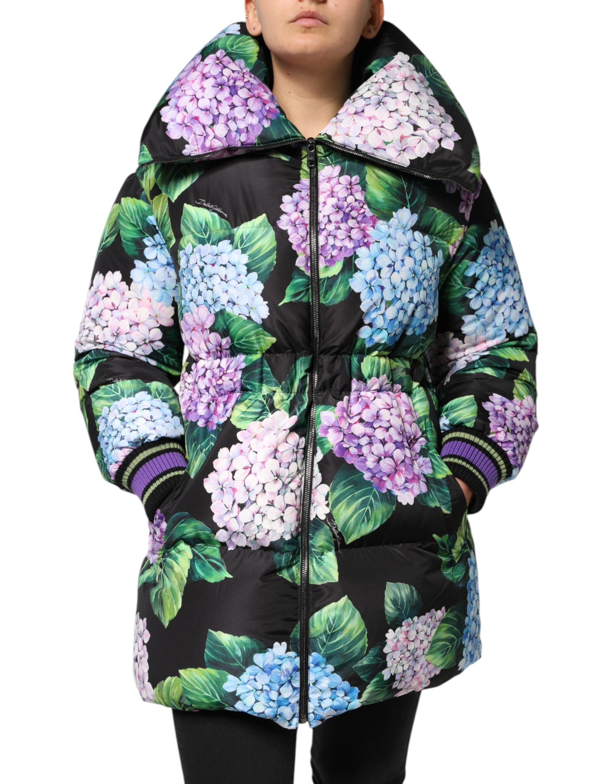 Dolce & Gabbana quilted jacket with multicolored floral print and puffer