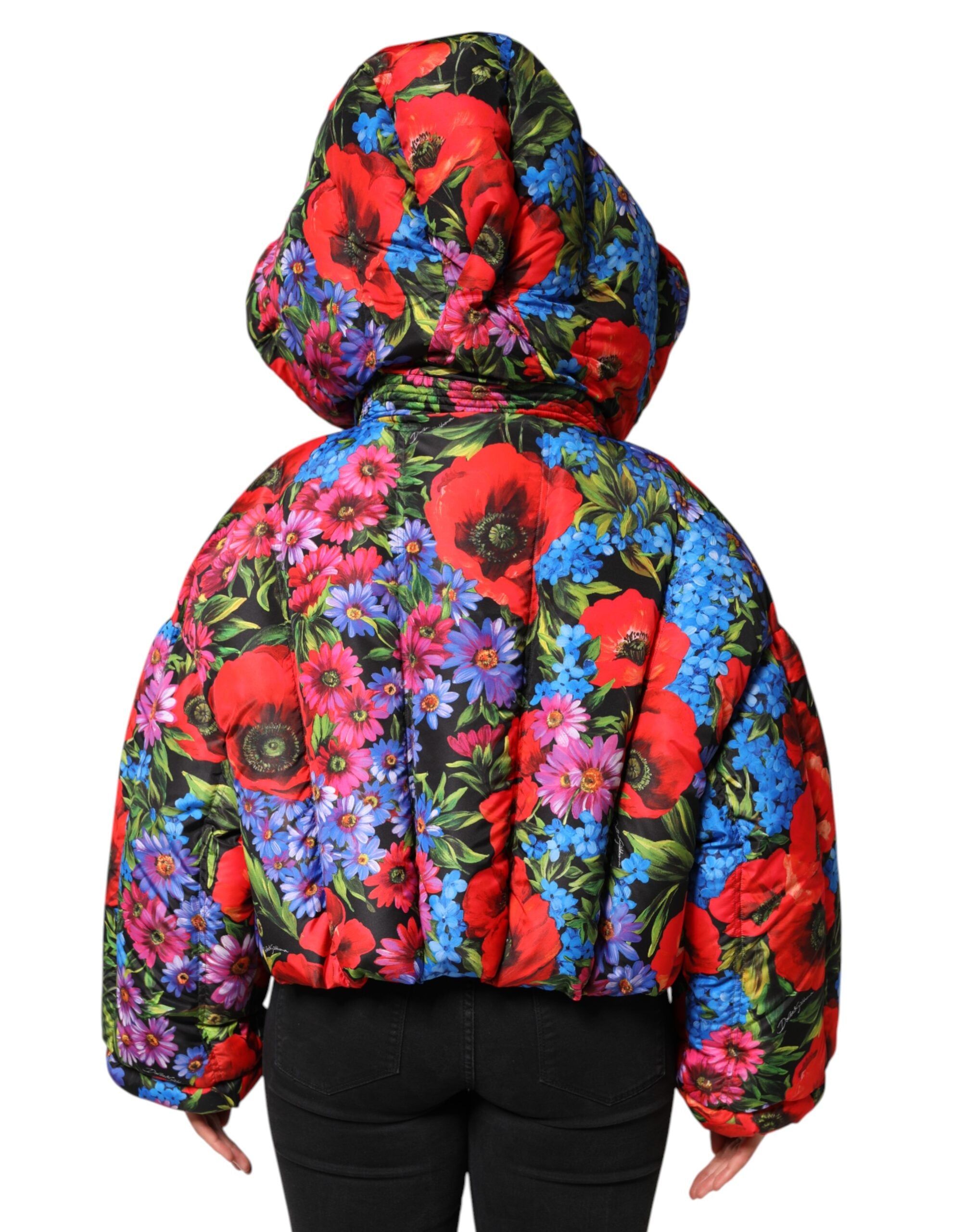 Dolce & Gabbana Multicolor Floral Hooded Coat Jacket-4