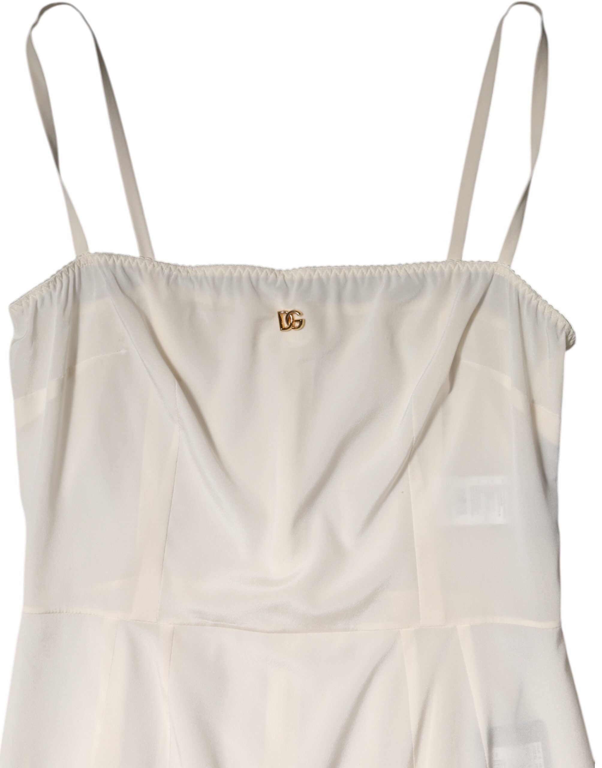 Vestido de noche de seda con logo DG y braguita blanca de Dolce & Gabbana-7