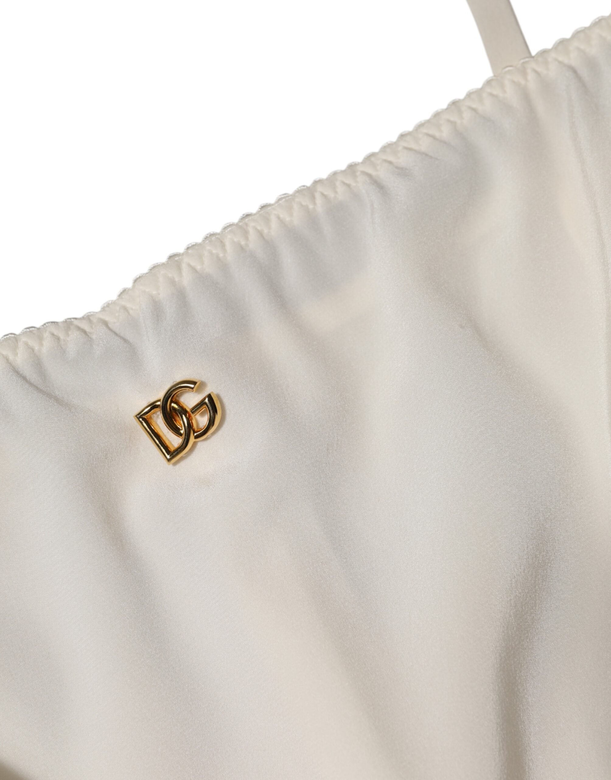 Vestido de noche de seda con logo DG y braguita blanca de Dolce & Gabbana-8