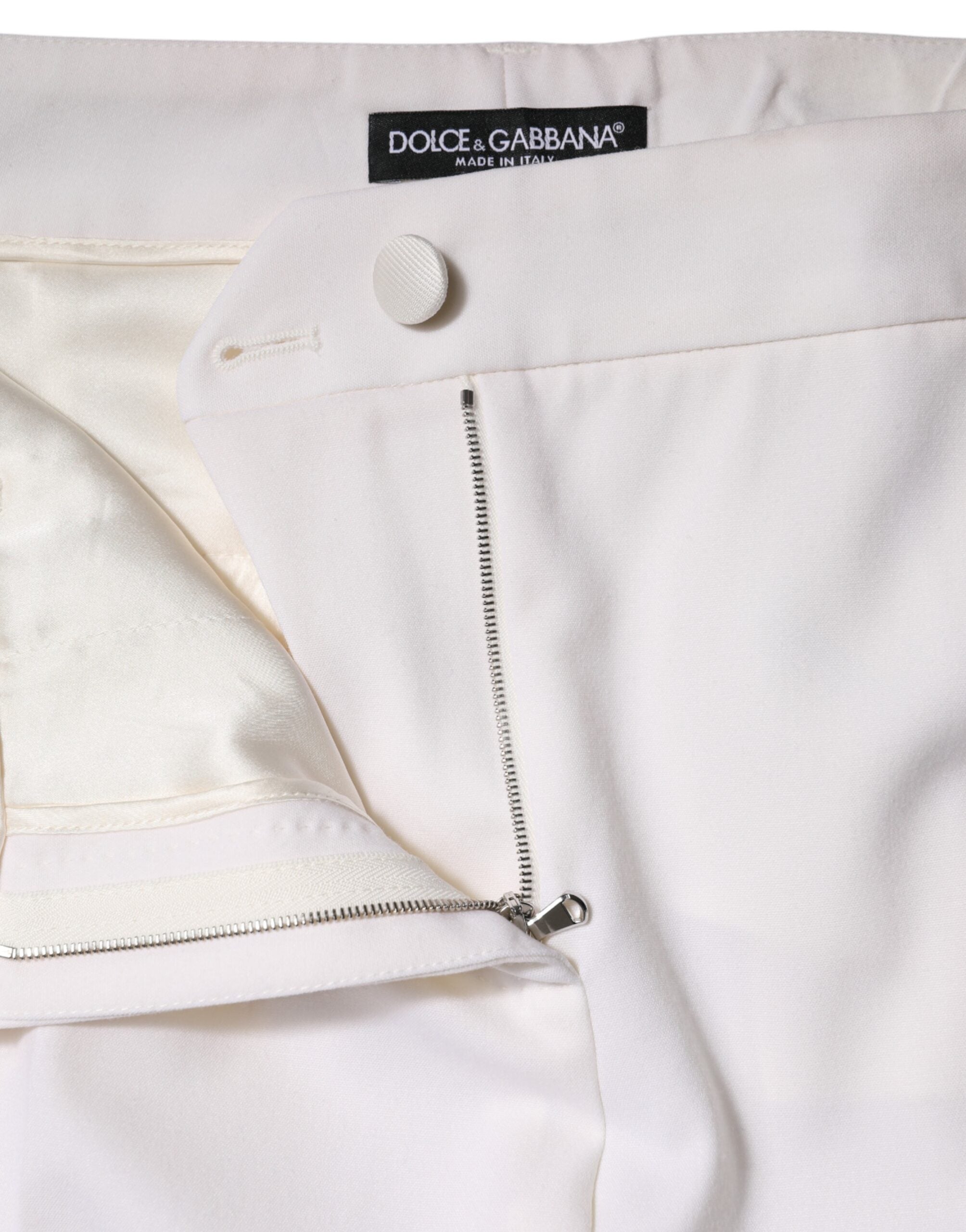Dolce & Gabbana White tapered wool trousers with a mid-waisted cut-6