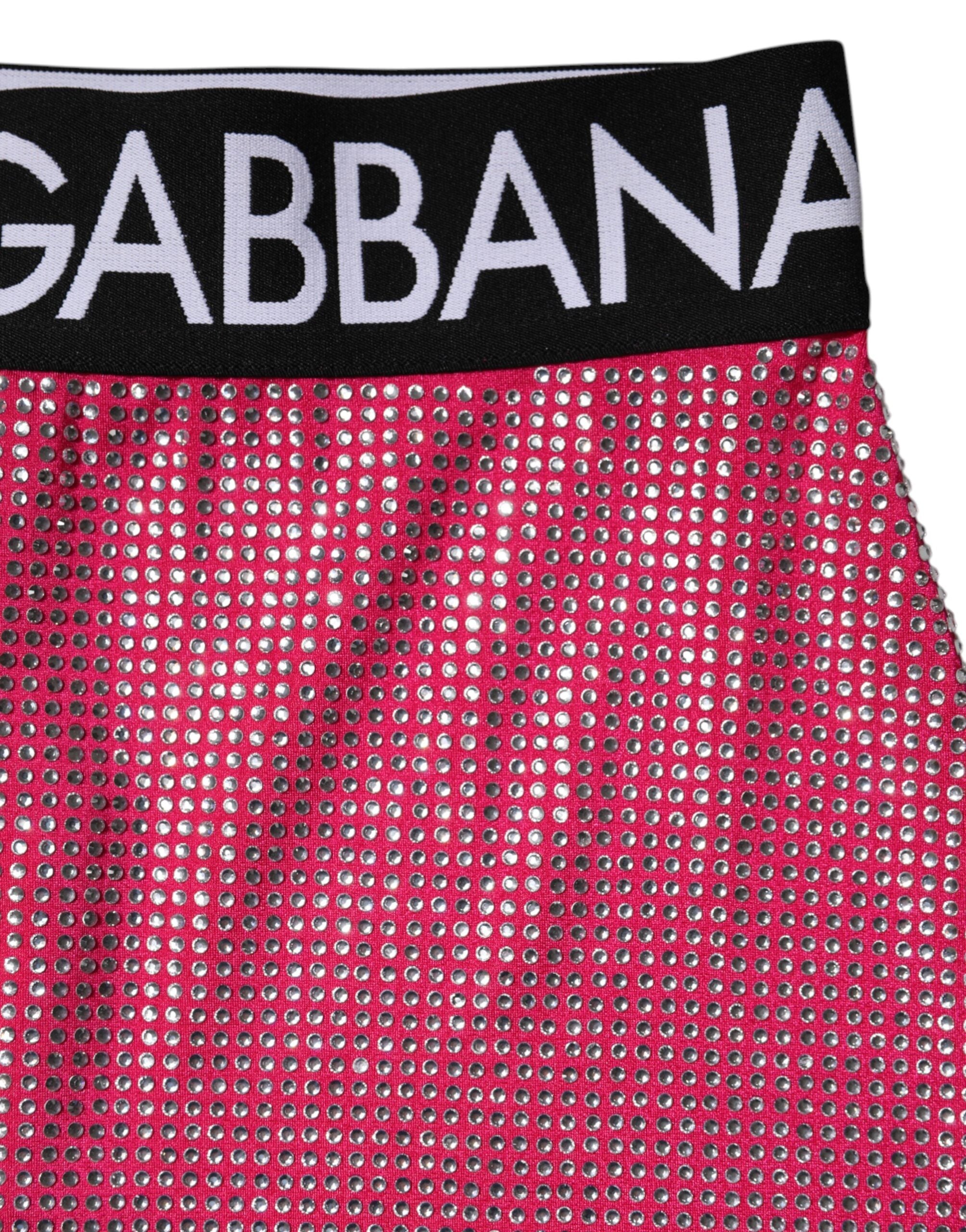 Dolce & Gabbana pink rhinestone-studded logo mini skirt-6
