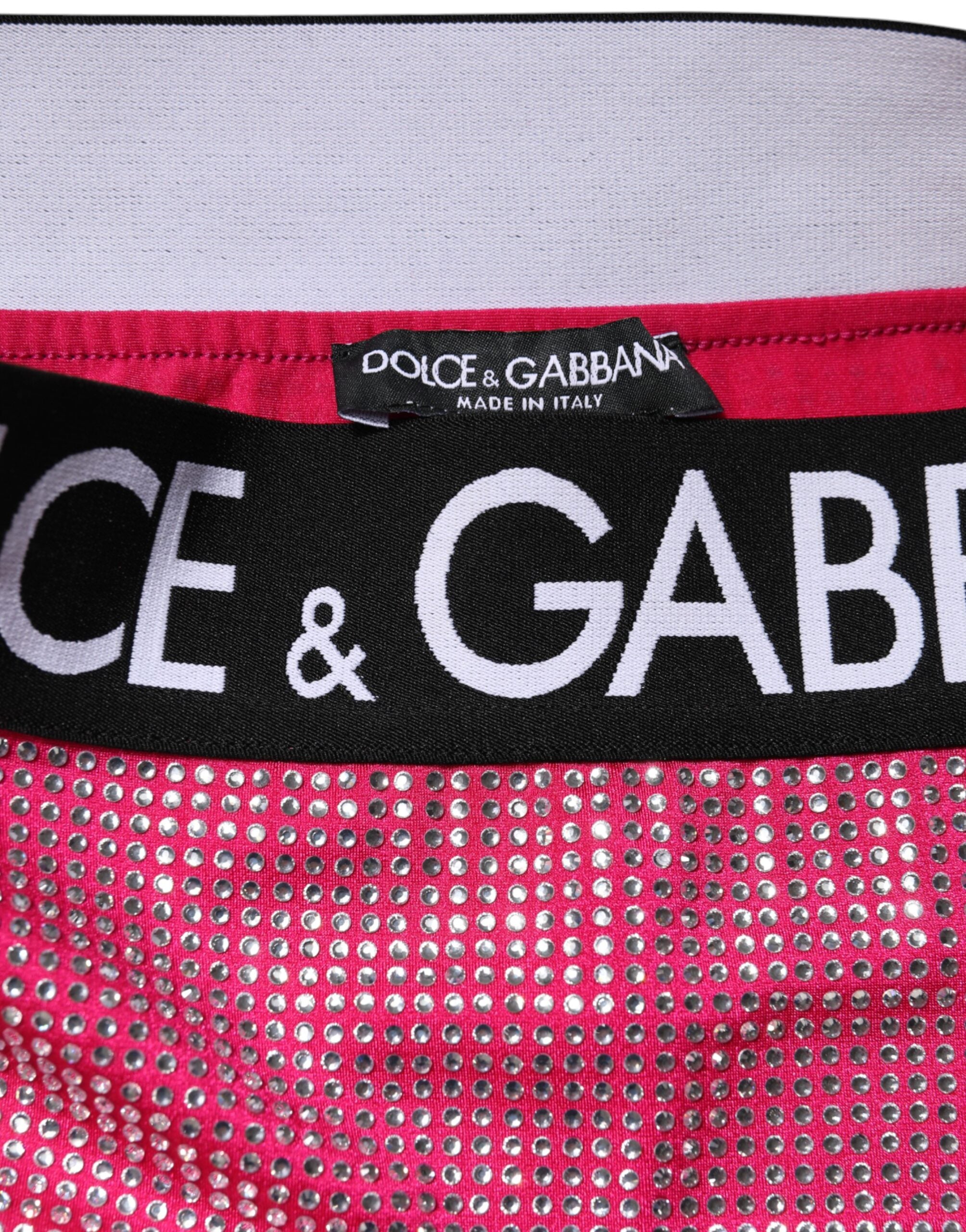 Dolce & Gabbana pink rhinestone-studded logo mini skirt-7