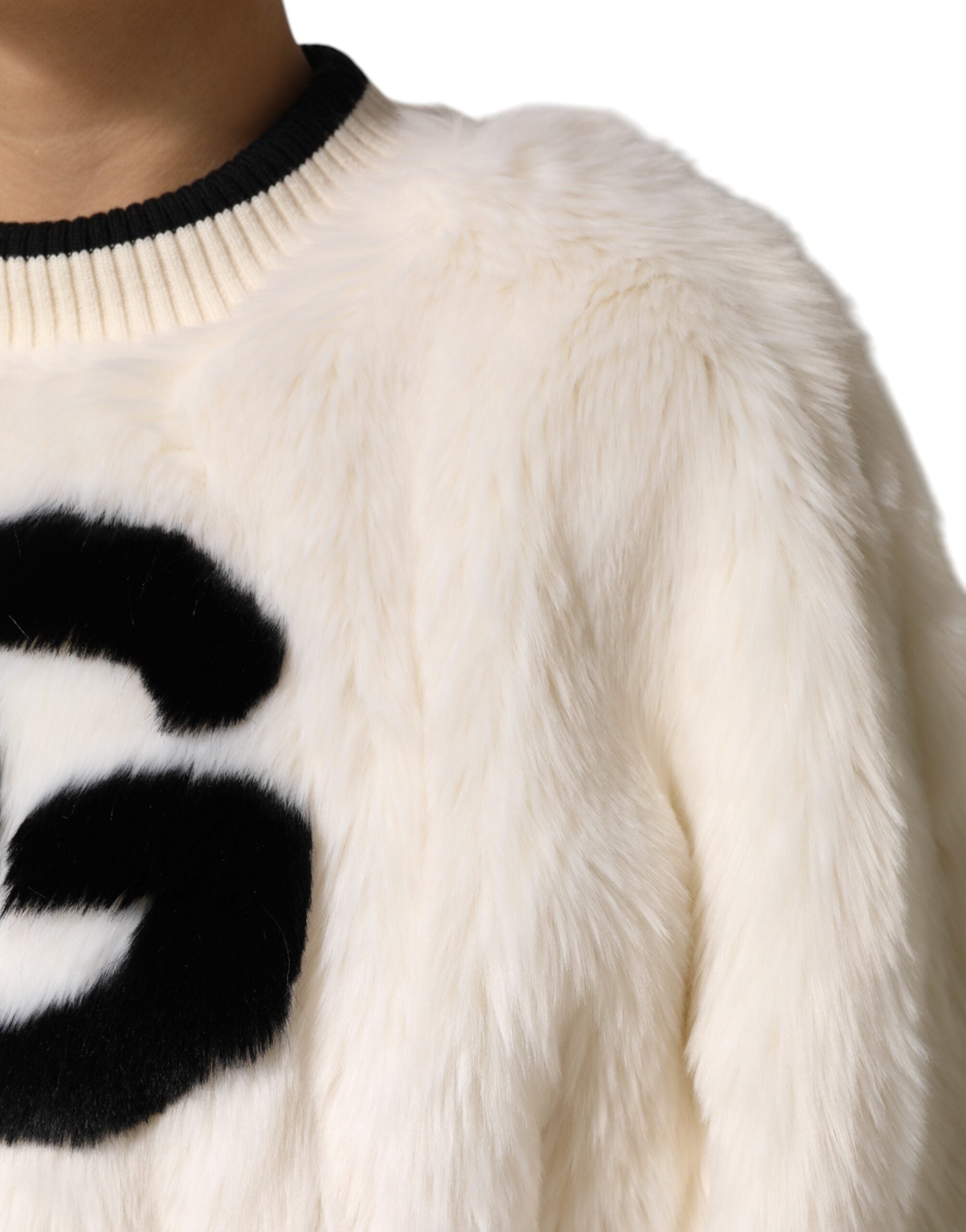 Sudadera corta blanca DG de Dolce & Gabbana con piel sintética-6