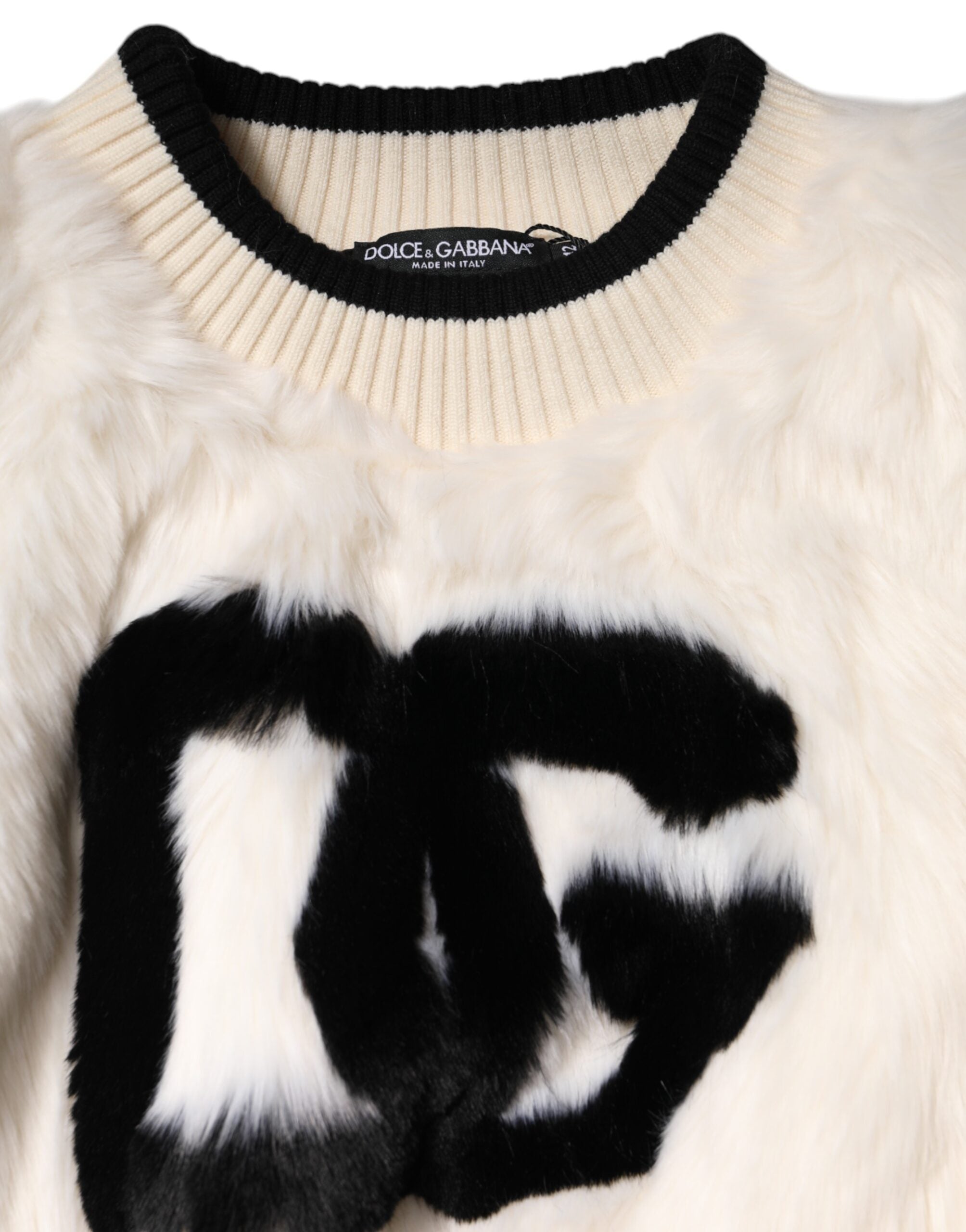 Sudadera corta blanca DG de Dolce & Gabbana con piel sintética-7