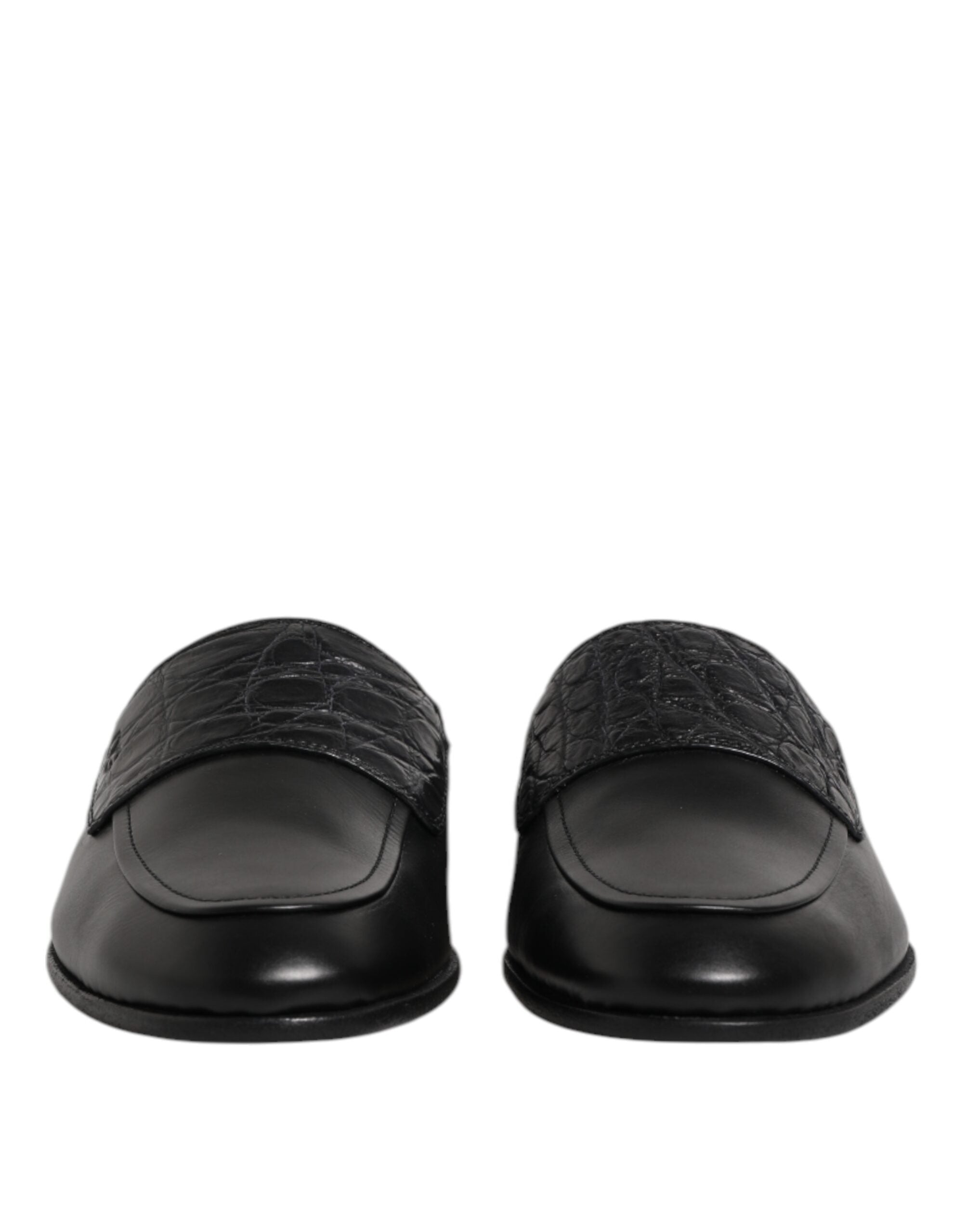 Dolce & Gabbana Schwarze Kalbsleder Slipper Schuhe-2