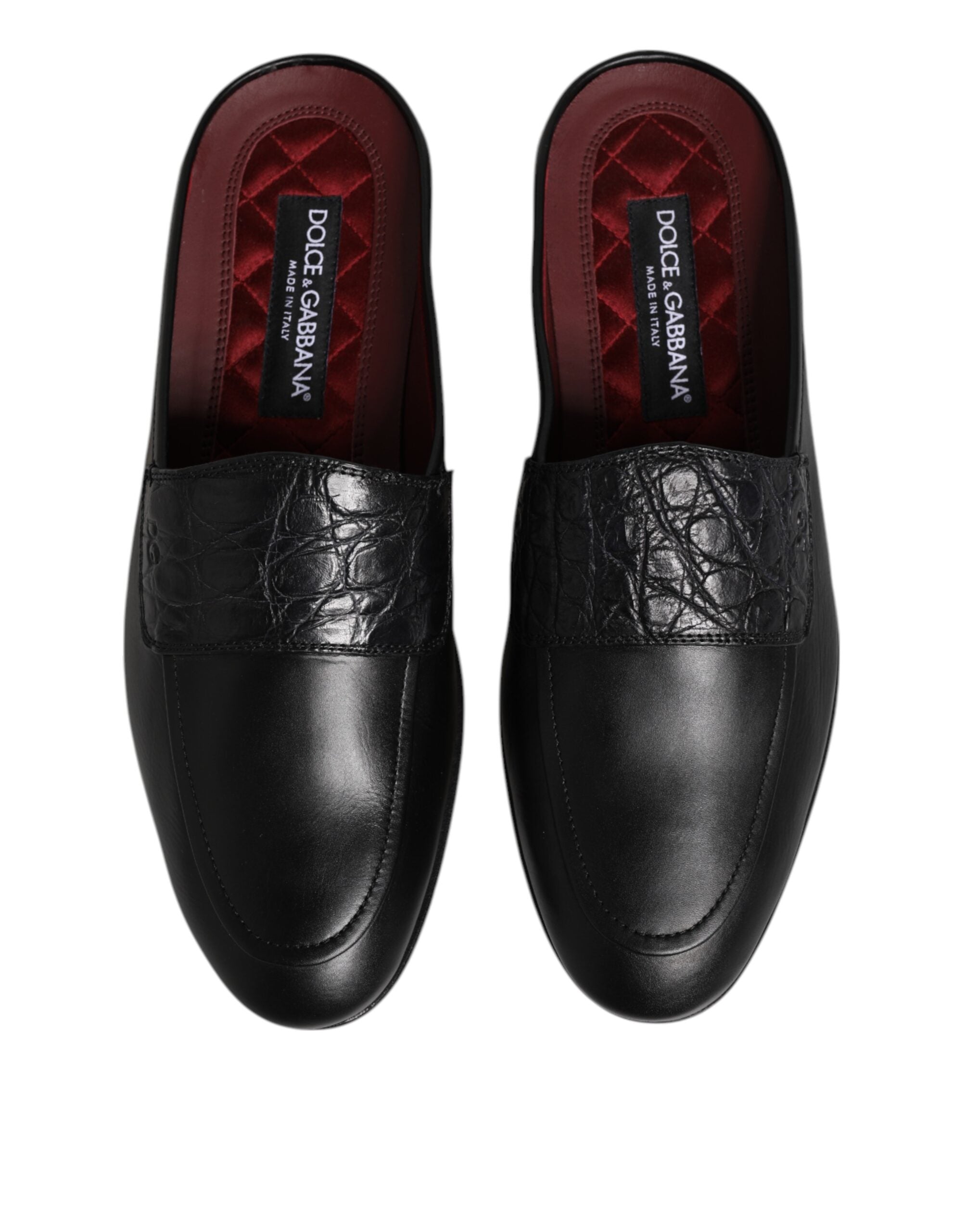 Dolce & Gabbana Schwarze Kalbsleder Slipper Schuhe-3