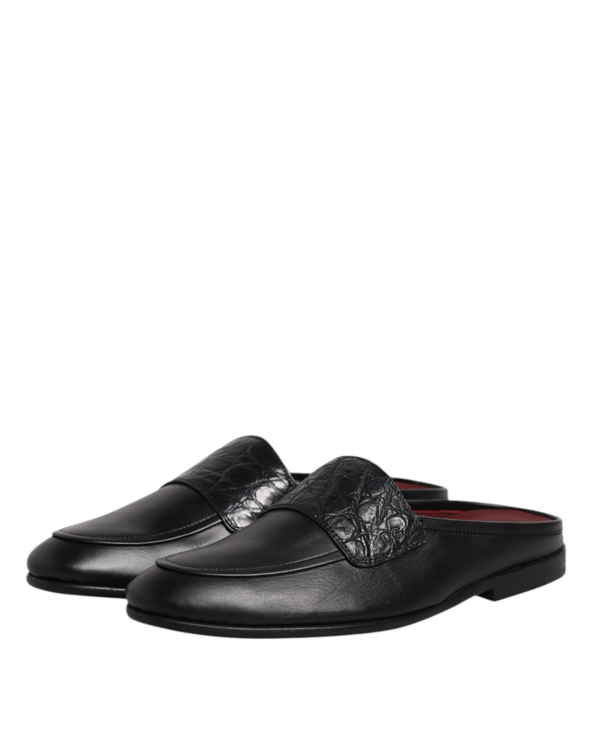 Dolce & Gabbana Schwarze Kalbsleder Slipper Schuhe-4
