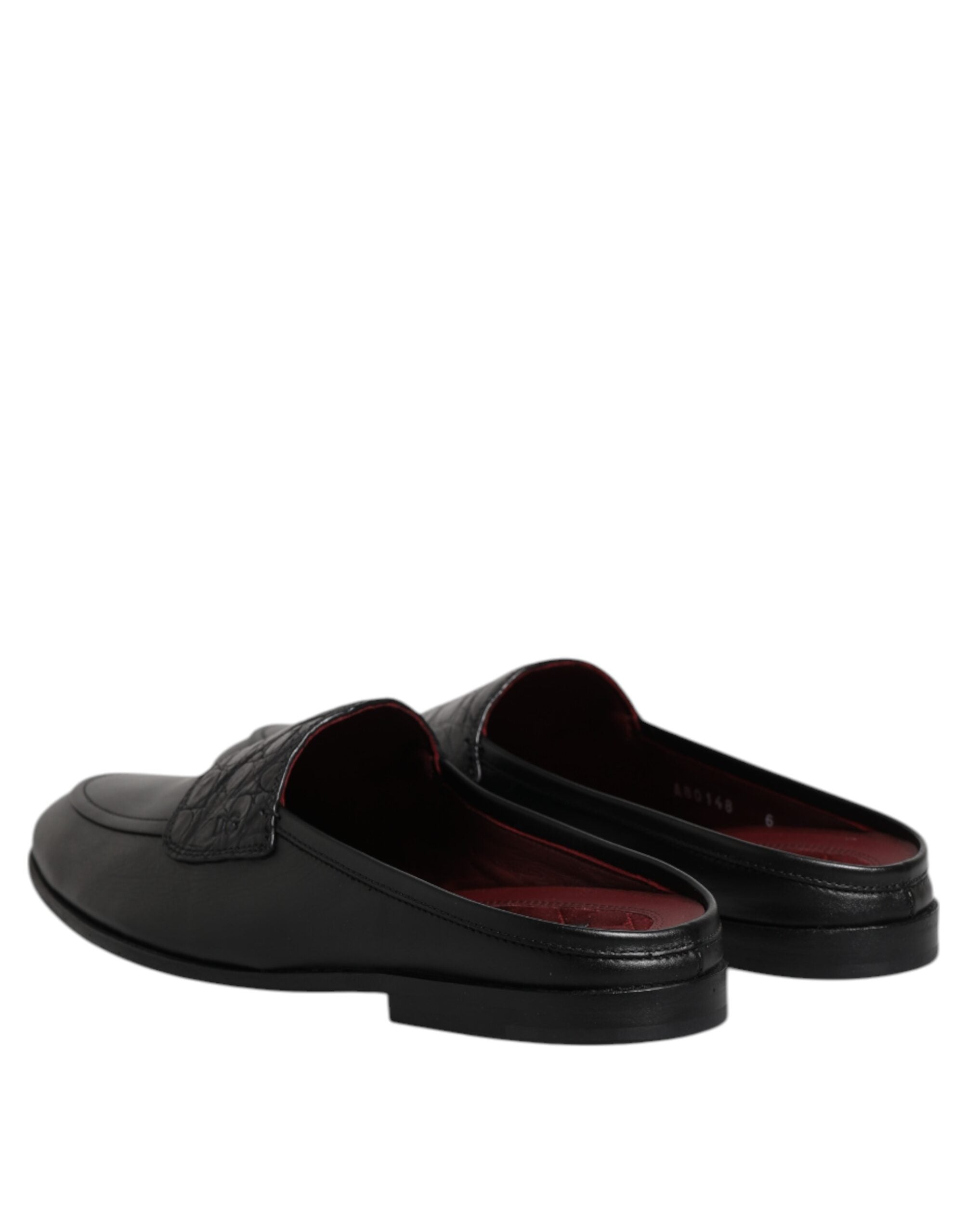 Dolce & Gabbana Schwarze Kalbsleder Slipper Schuhe-5