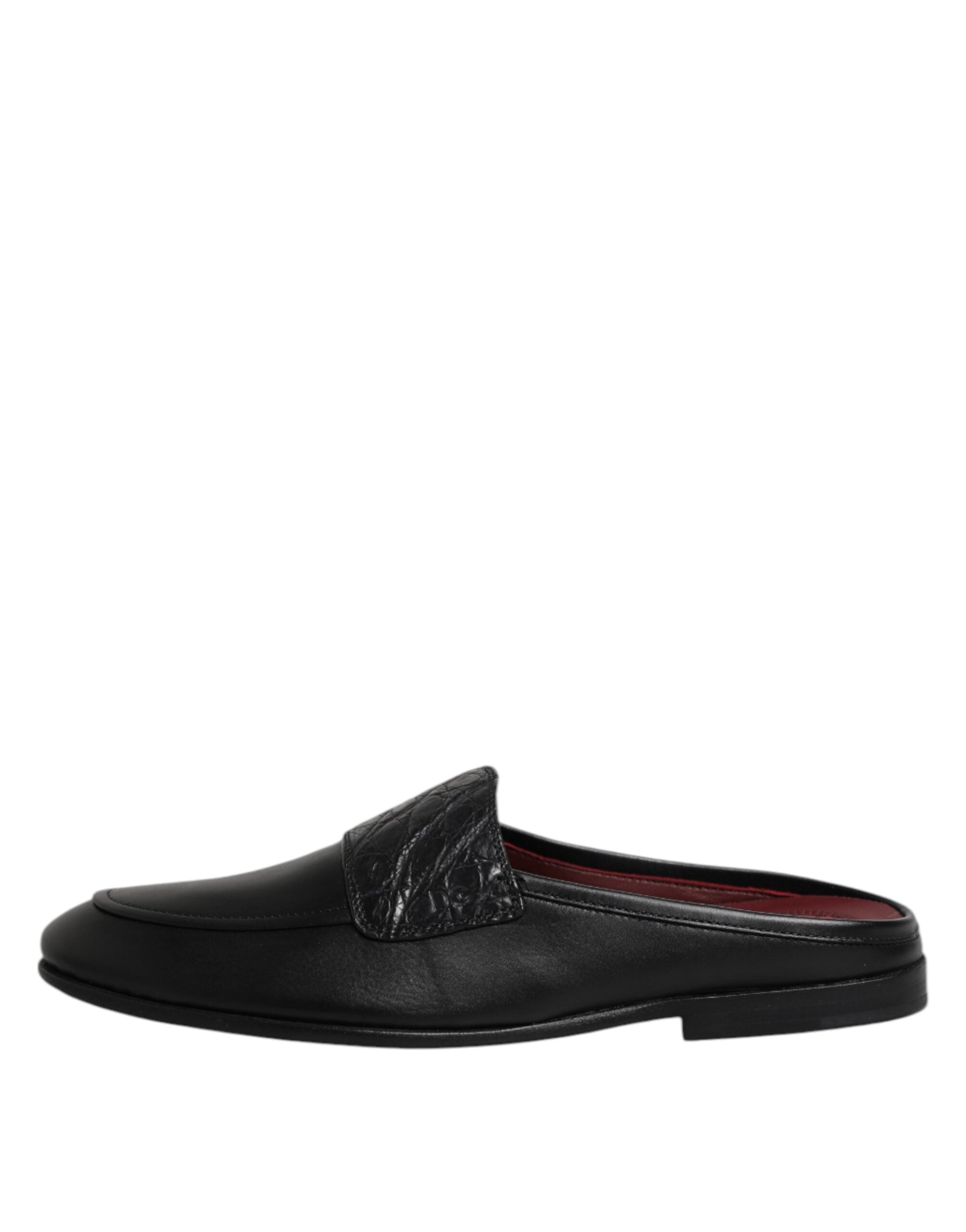 Dolce & Gabbana Schwarze Kalbsleder Slipper Schuhe-6