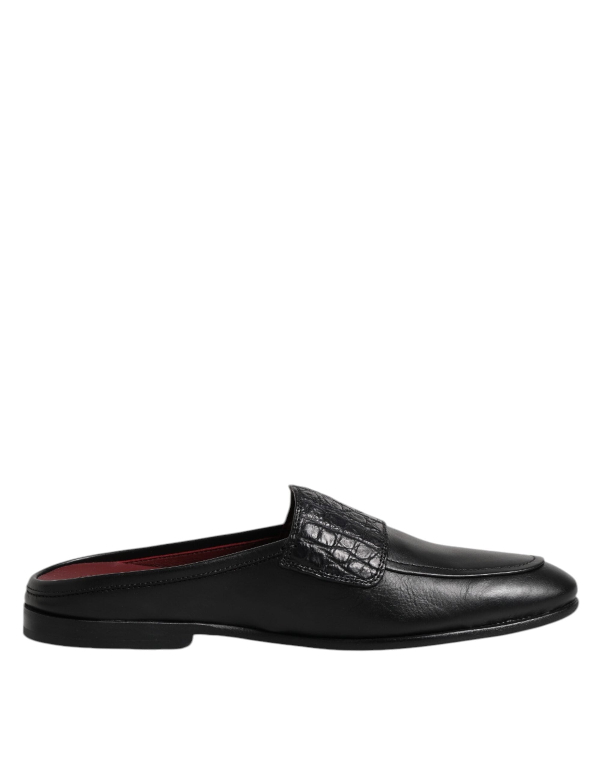 Dolce & Gabbana Schwarze Kalbsleder Slipper Schuhe-1