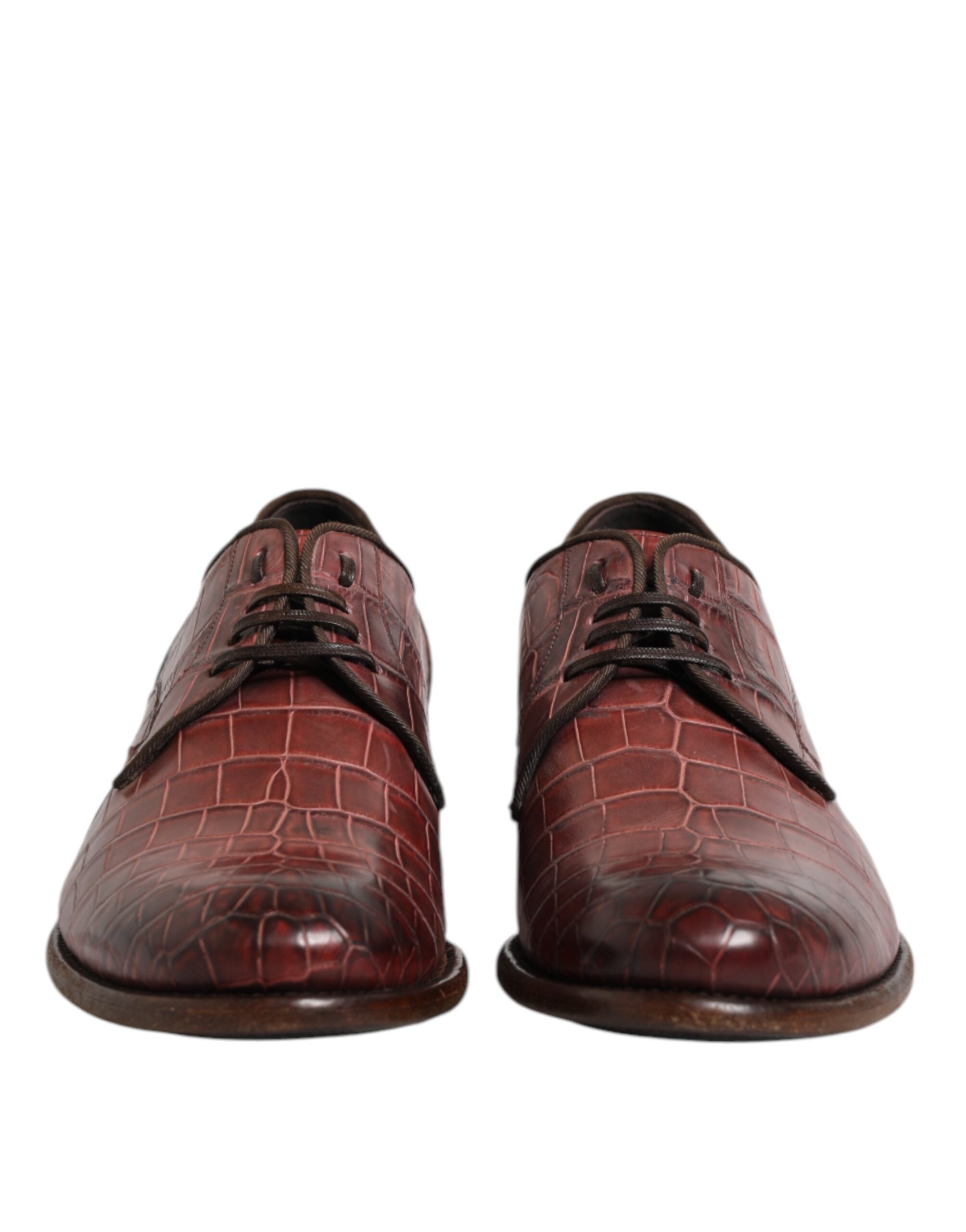 Zapatos de vestir Derby con cordones de piel burdeos de Dolce & Gabbana-2
