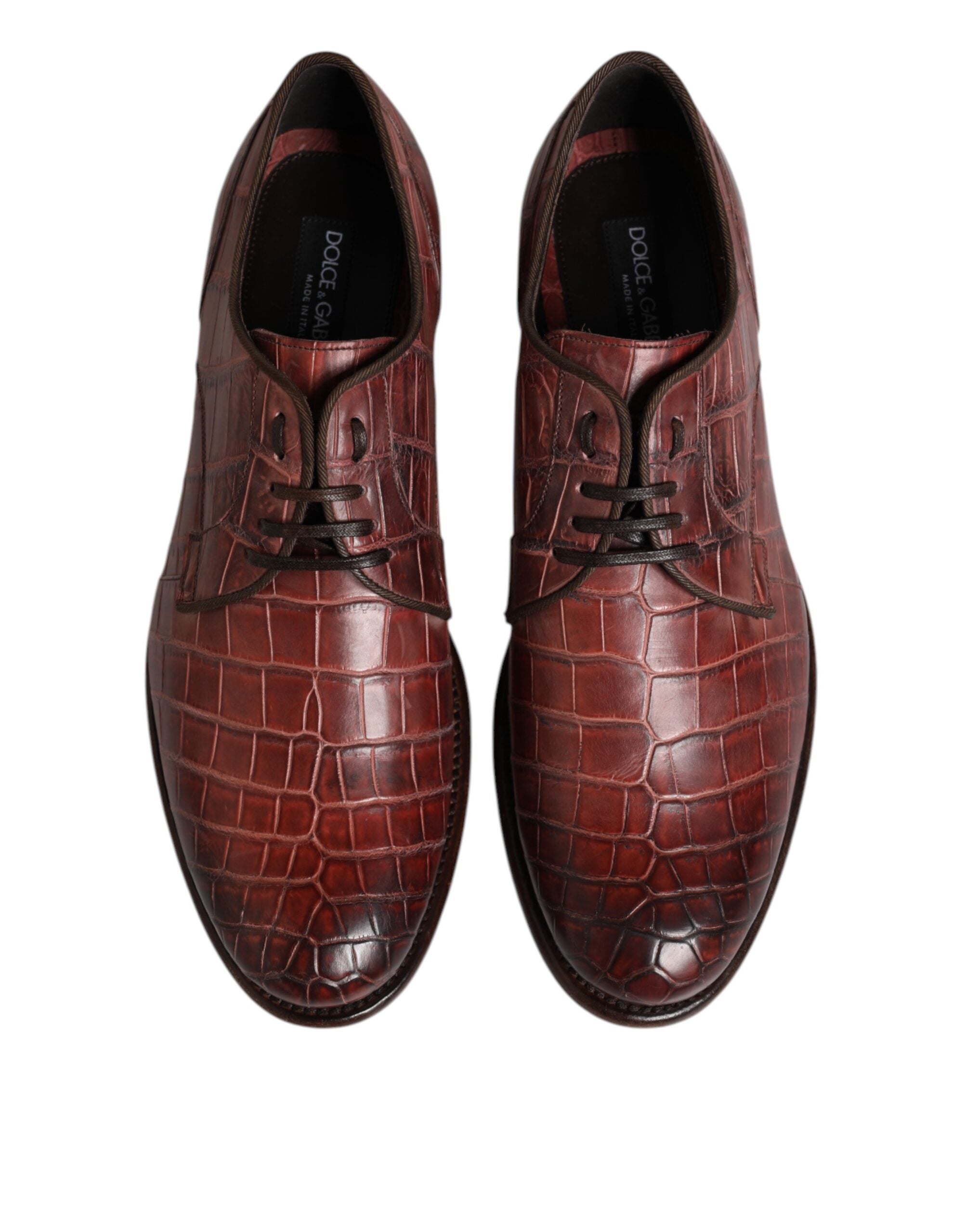 Zapatos de vestir Derby con cordones de piel burdeos de Dolce & Gabbana-3