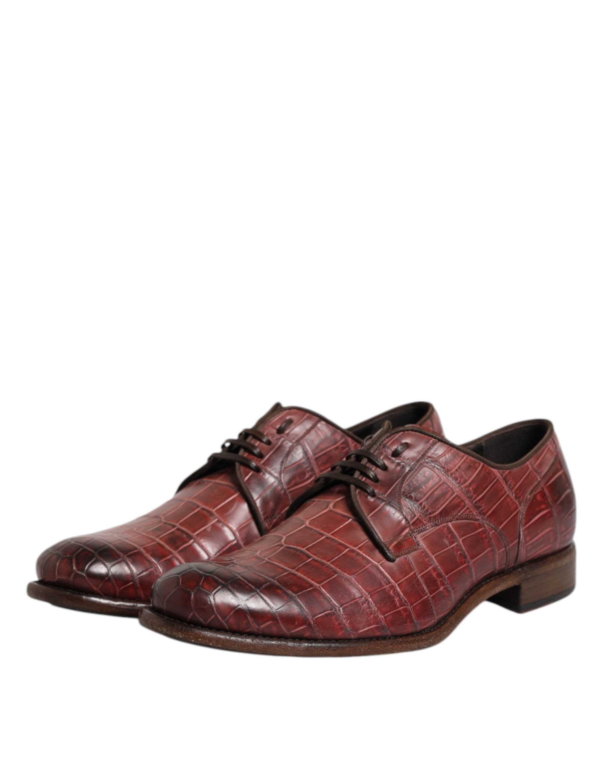 Zapatos de vestir Derby con cordones de piel burdeos de Dolce & Gabbana-4