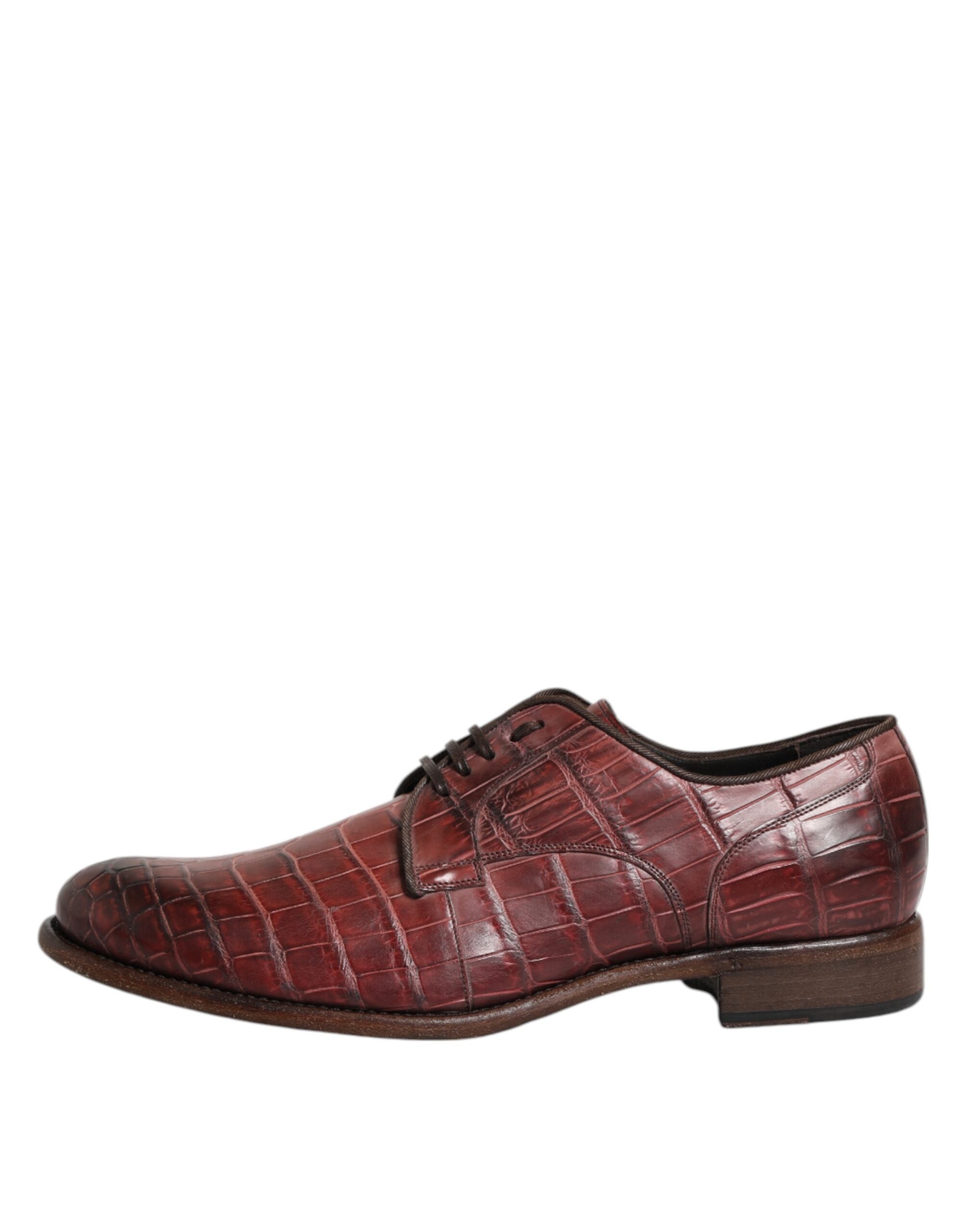 Zapatos de vestir Derby con cordones de piel burdeos de Dolce & Gabbana-6