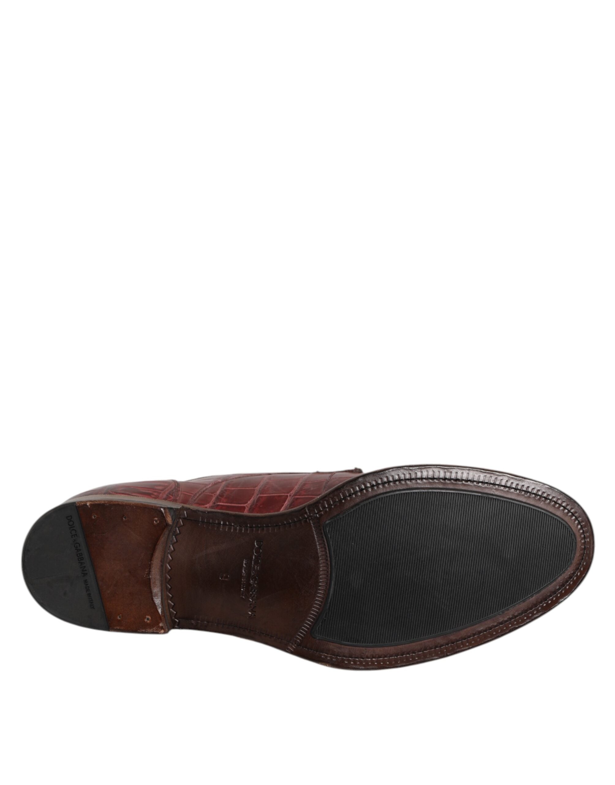 Zapatos de vestir Derby con cordones de piel burdeos de Dolce & Gabbana-8