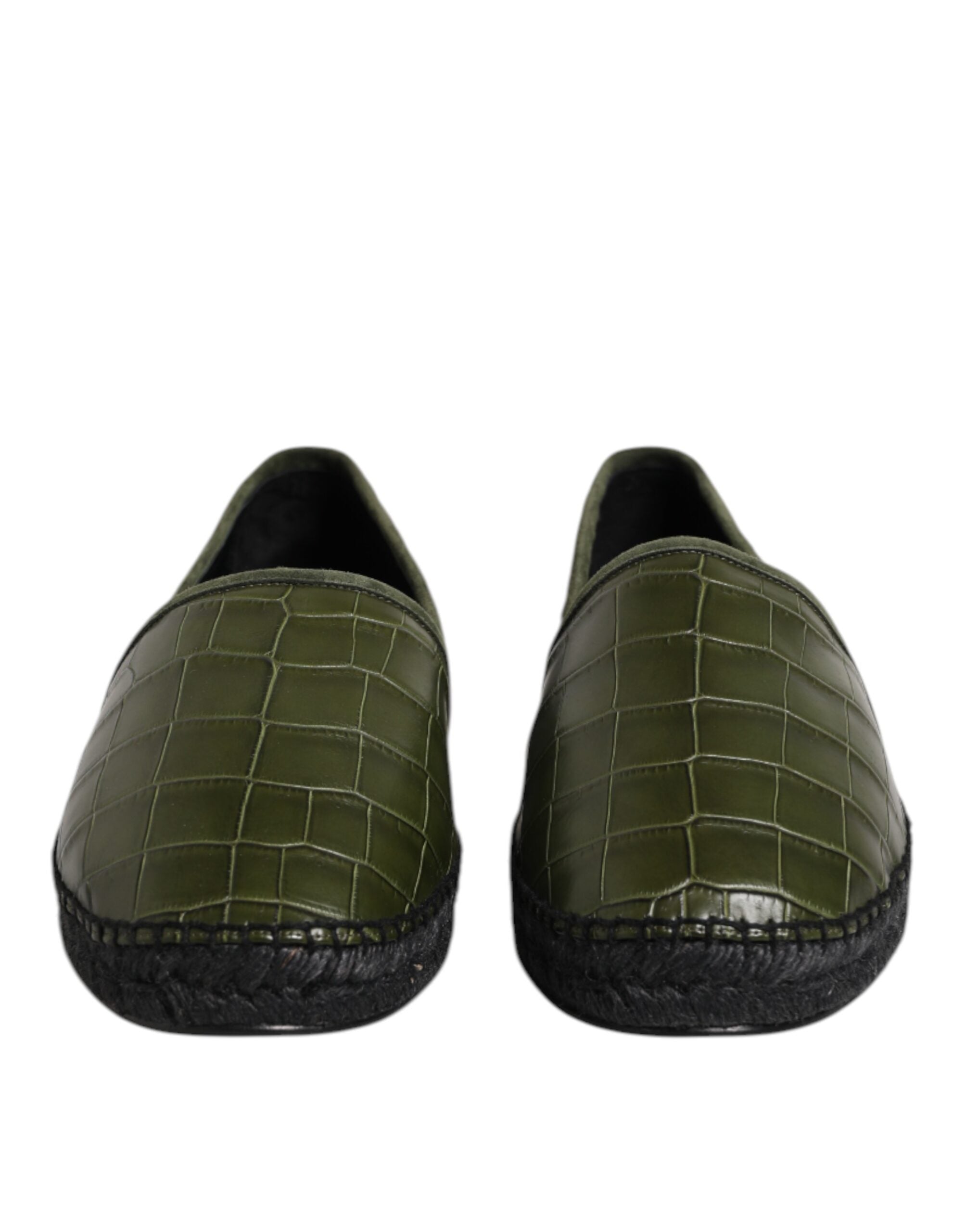 Dolce & Gabbana Green Exotic Leather Espadrilles Slip On Shoes-2