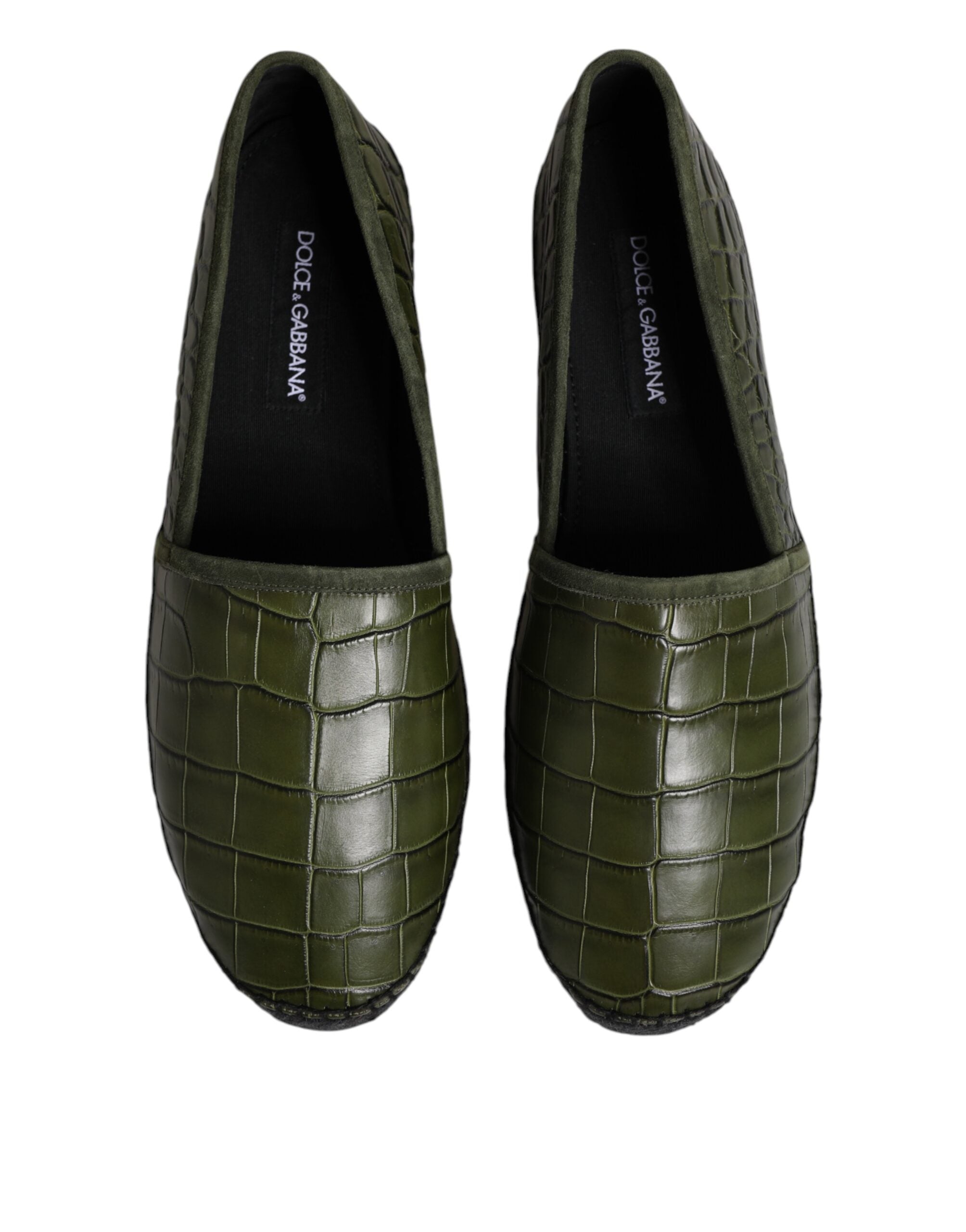 Dolce & Gabbana Green Exotic Leather Espadrilles Slip On Shoes-3