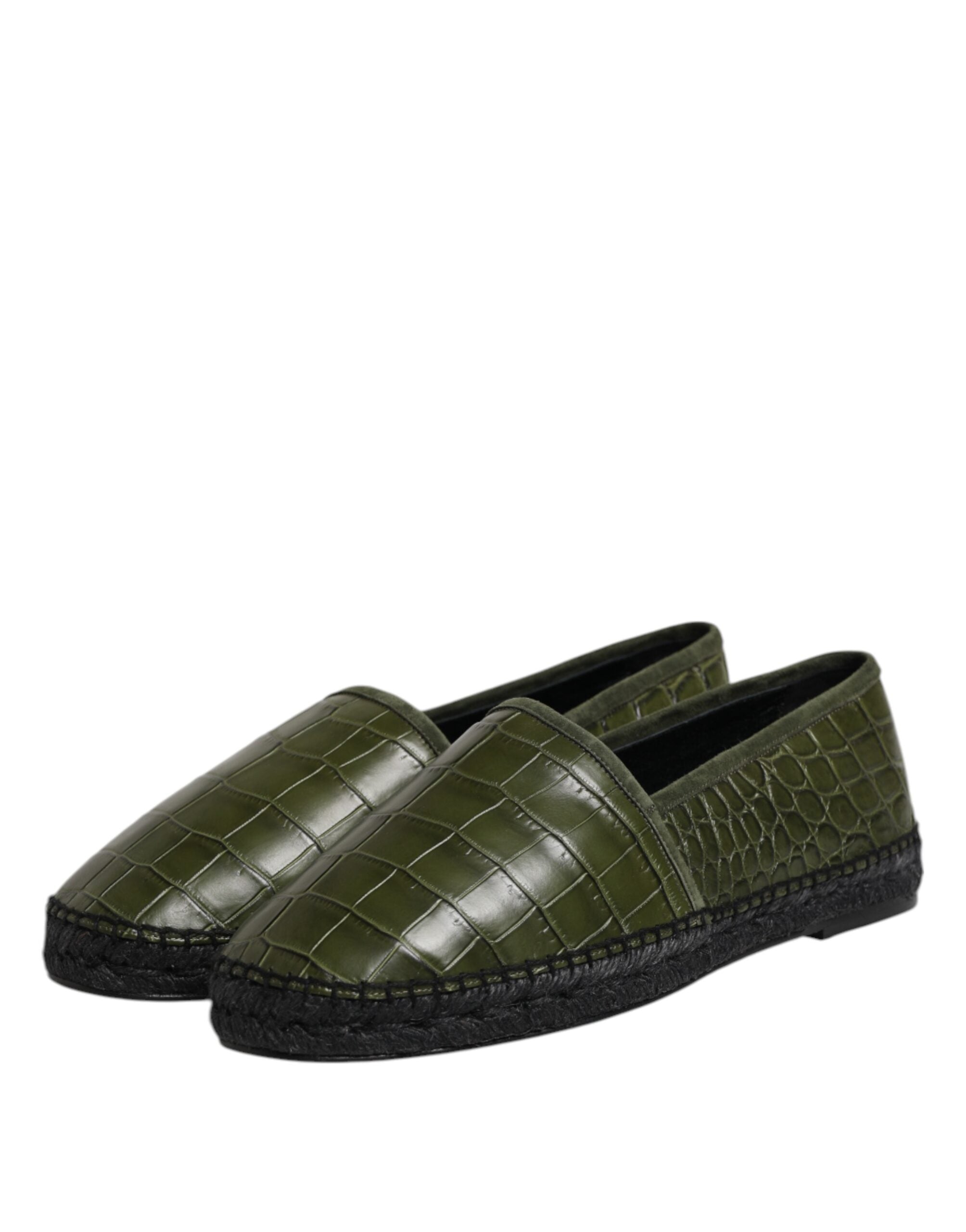 Dolce & Gabbana Green Exotic Leather Espadrilles Slip On Shoes-4